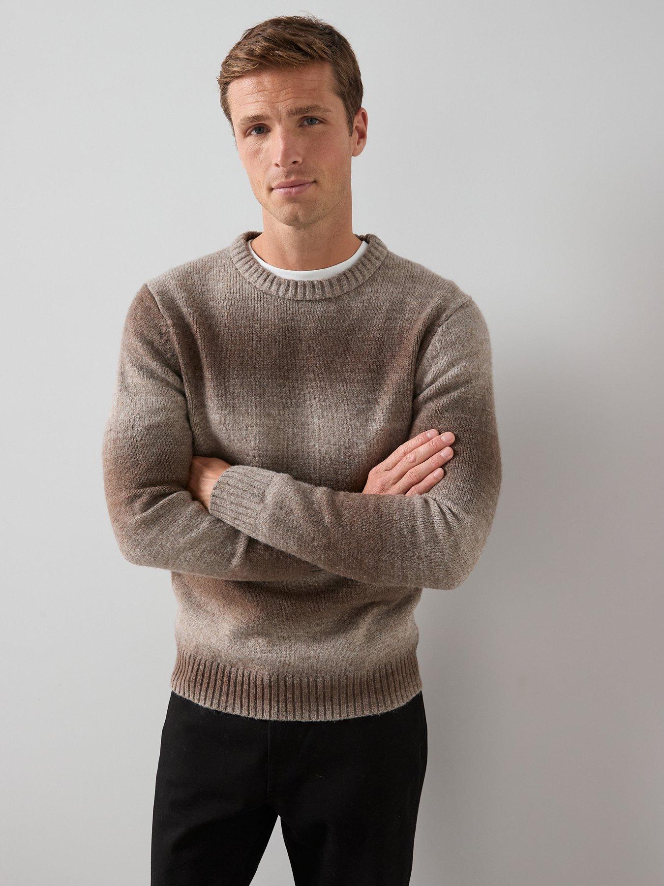  image of the-very-collection-colourblock-crew-neck-jumper-stone