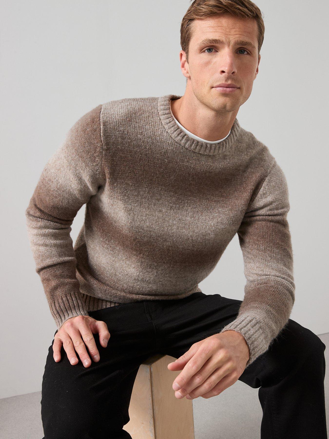  image of the-very-collection-colourblock-crew-neck-jumper-stone