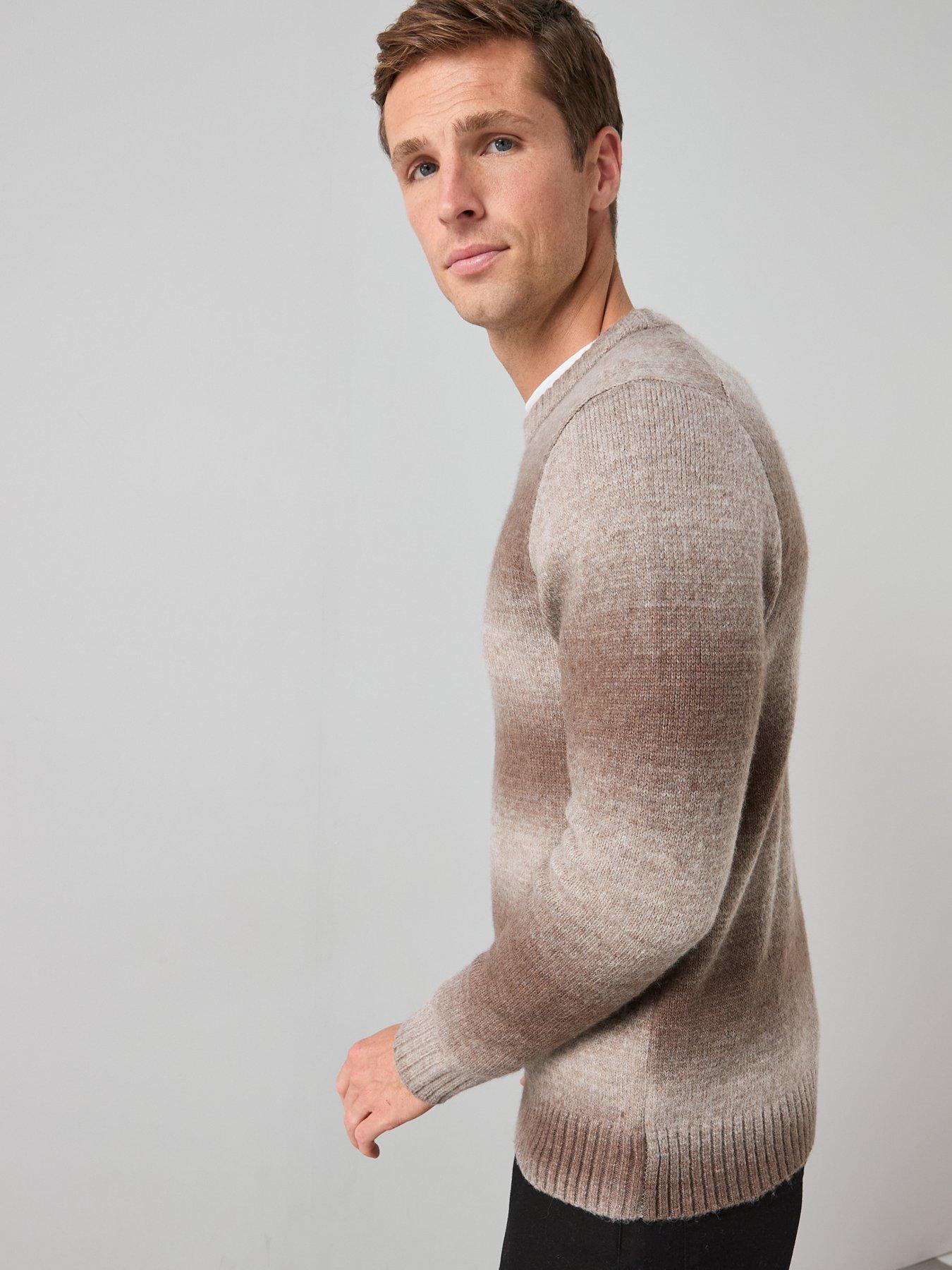  image of the-very-collection-colourblock-crew-neck-jumper-stone