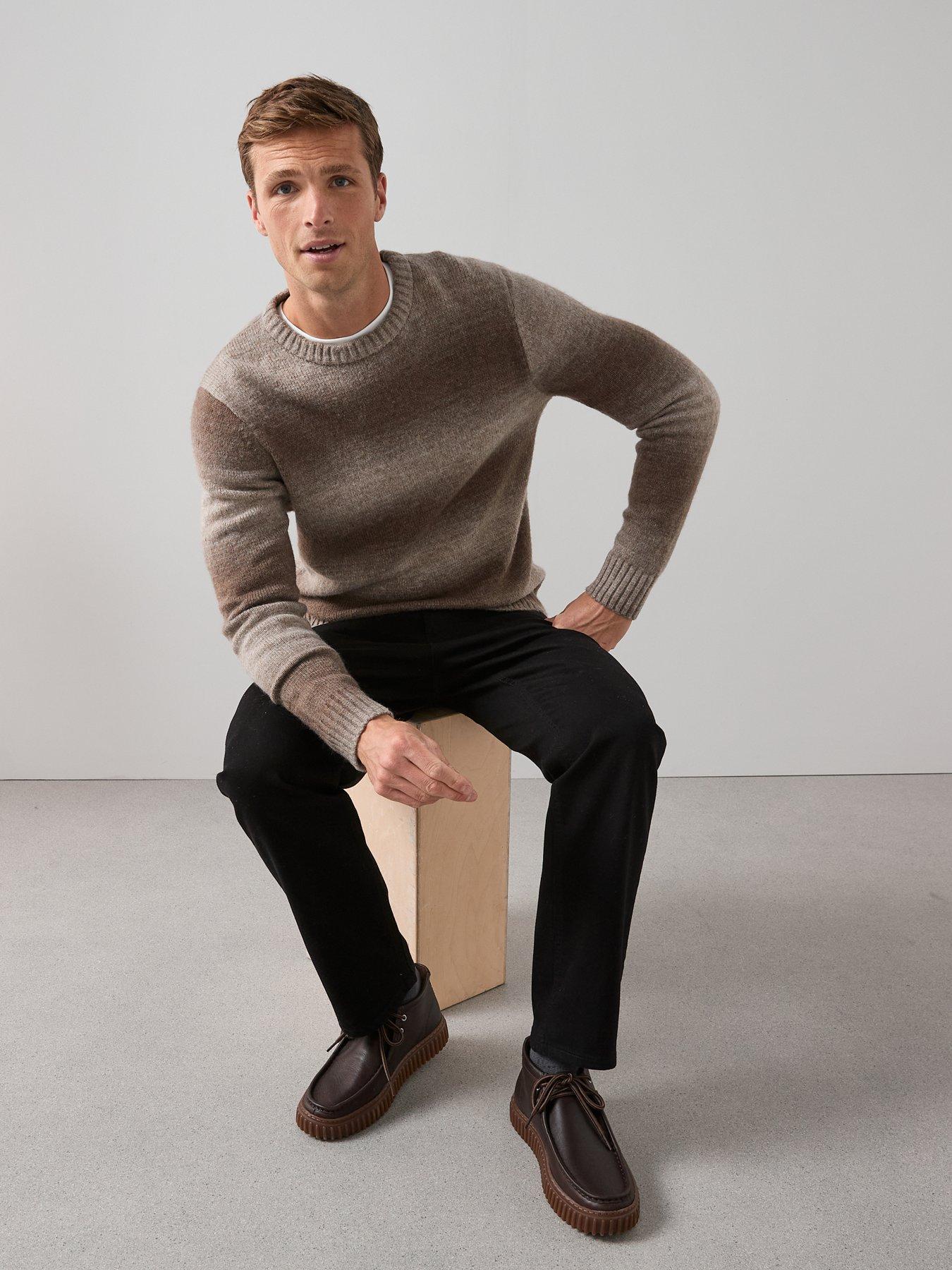  image of the-very-collection-colourblock-crew-neck-jumper-stone