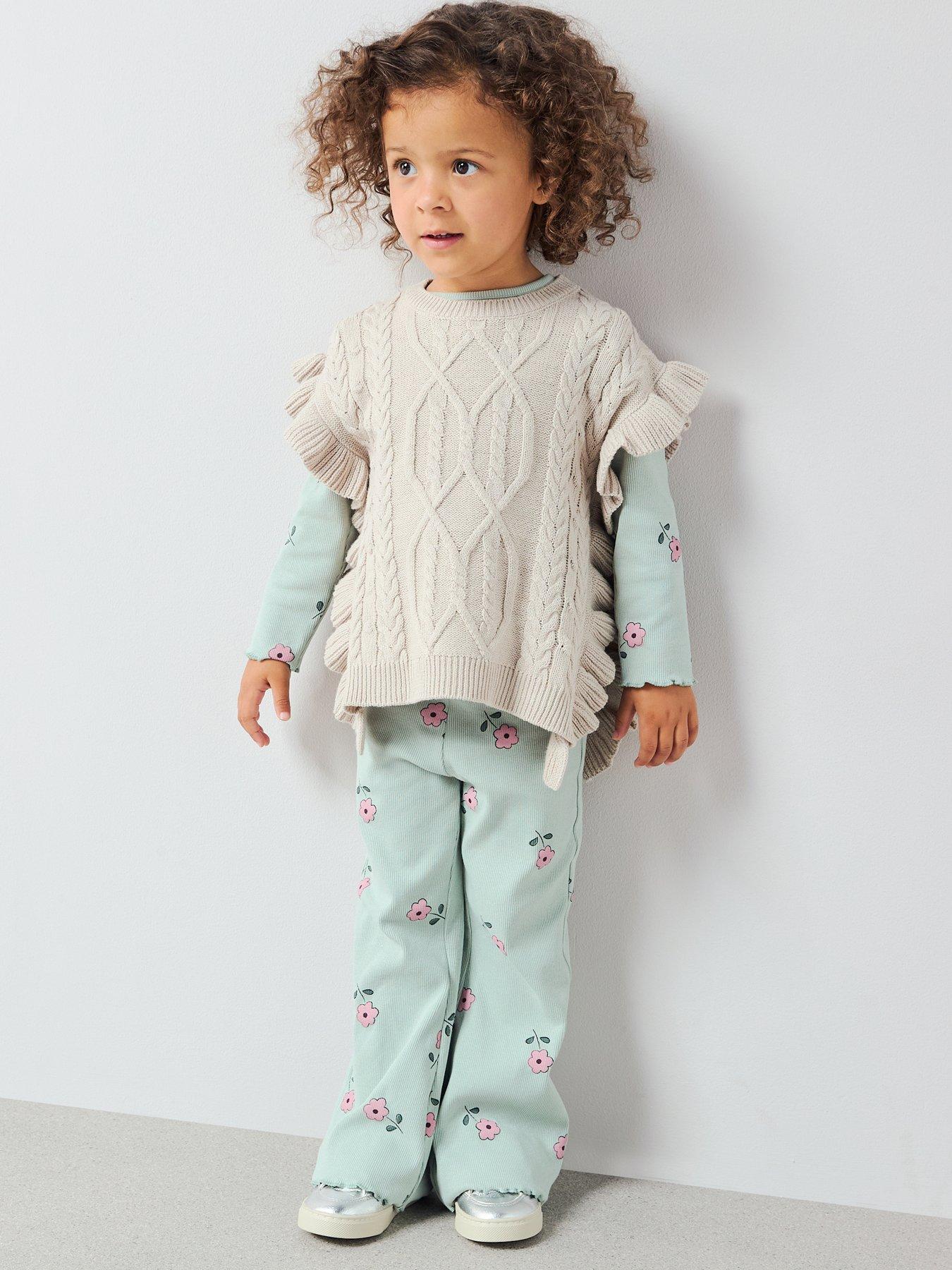 image of the-very-collection-girls-knitted-rib-top-and-leggings-with-knitted-sleeveless-jumper-3-piece-set-print