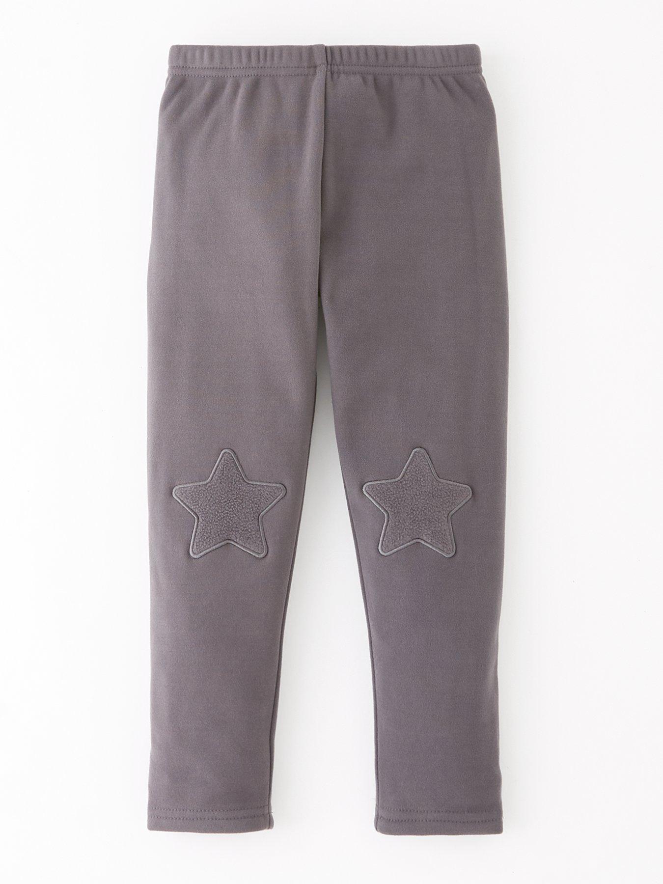 undefined Girls Fleece Lined Leggings - Charcoal