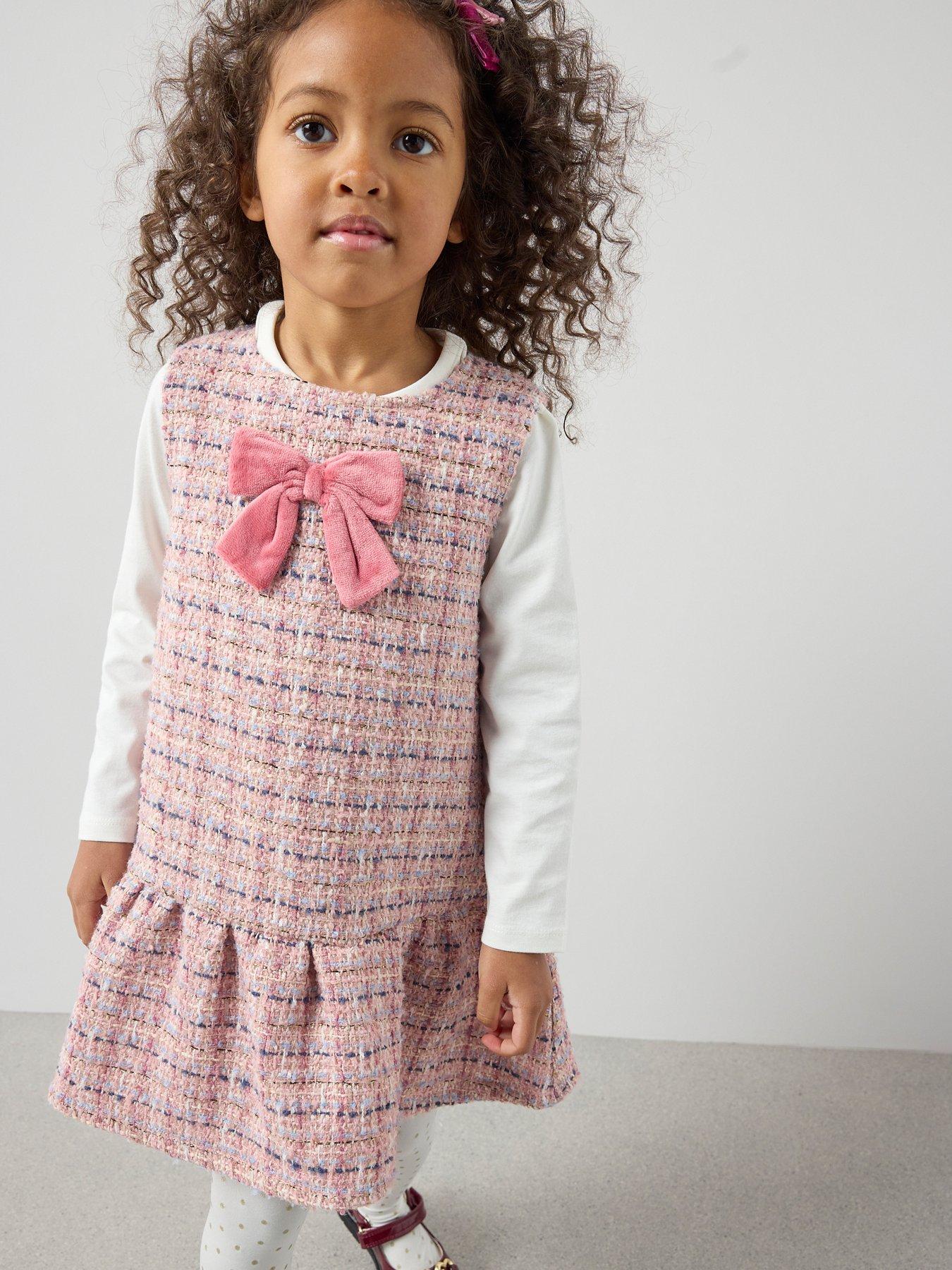 Image 5 of 6 of The Very Collection Girls Tartan Peplum Dress With Bow - Pink