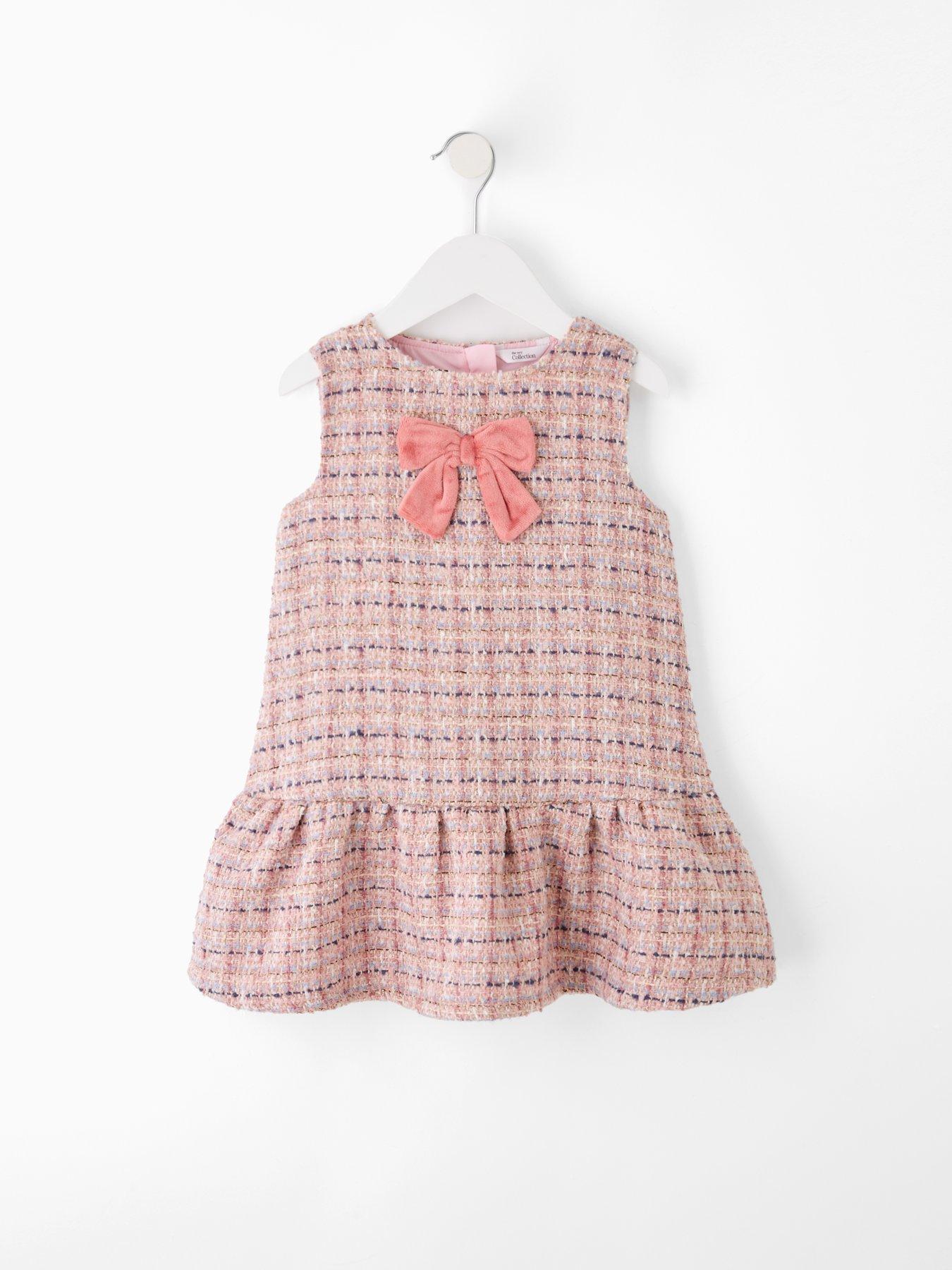 Image 6 of 6 of The Very Collection Girls Tartan Peplum Dress With Bow - Pink