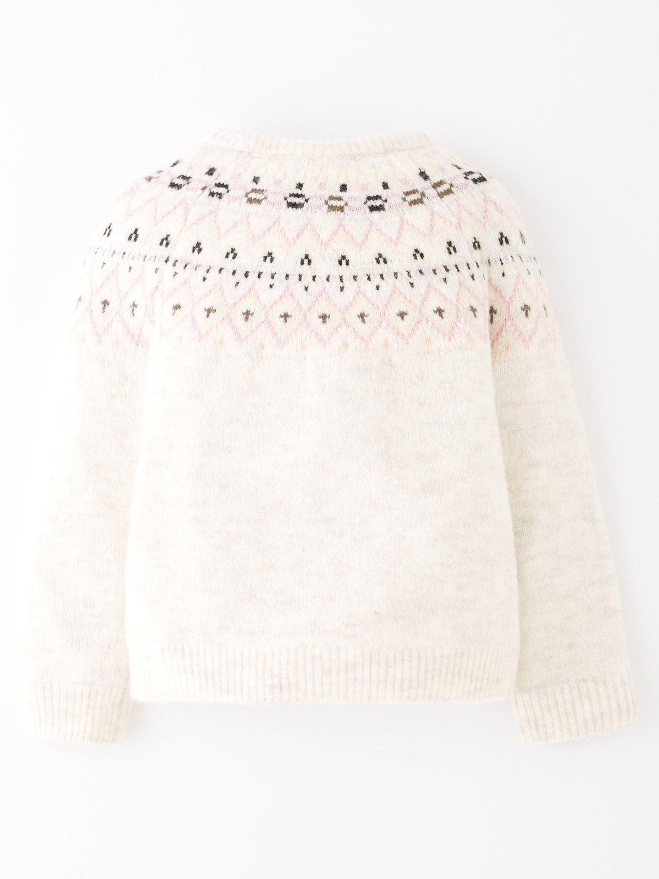 Image 2 of 4 of The Very Collection Girls 3D Fairisle Knitted Jumper - Cream