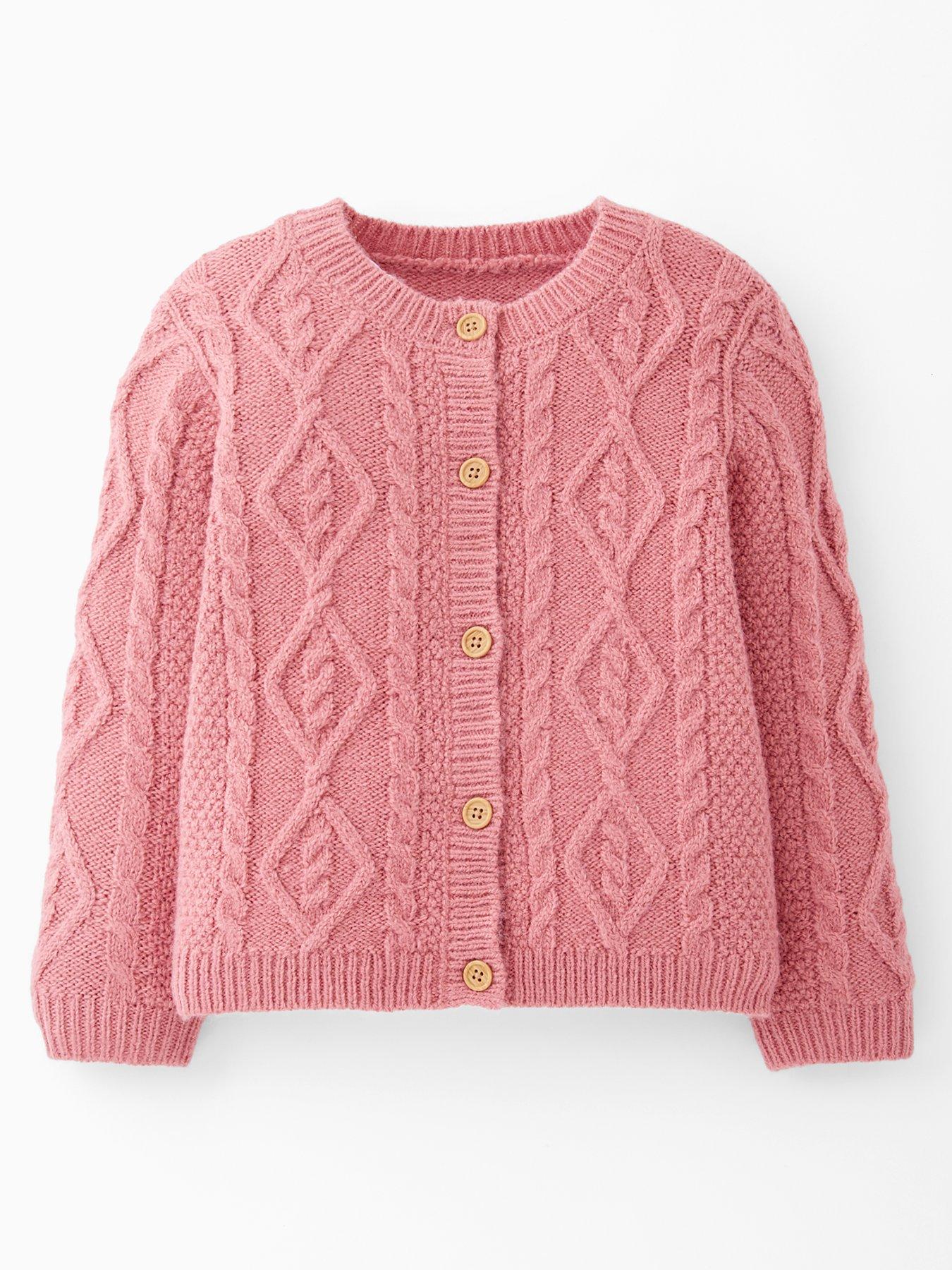 The Very Collection Girls Chunky Cable Knit Cardigan  - Dusky Pink