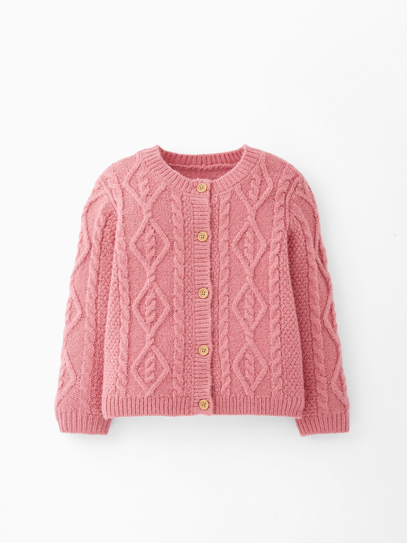Image 6 of 6 of The Very Collection Girls Chunky Cable Knit Cardigan &nbsp;- Dusky Pink