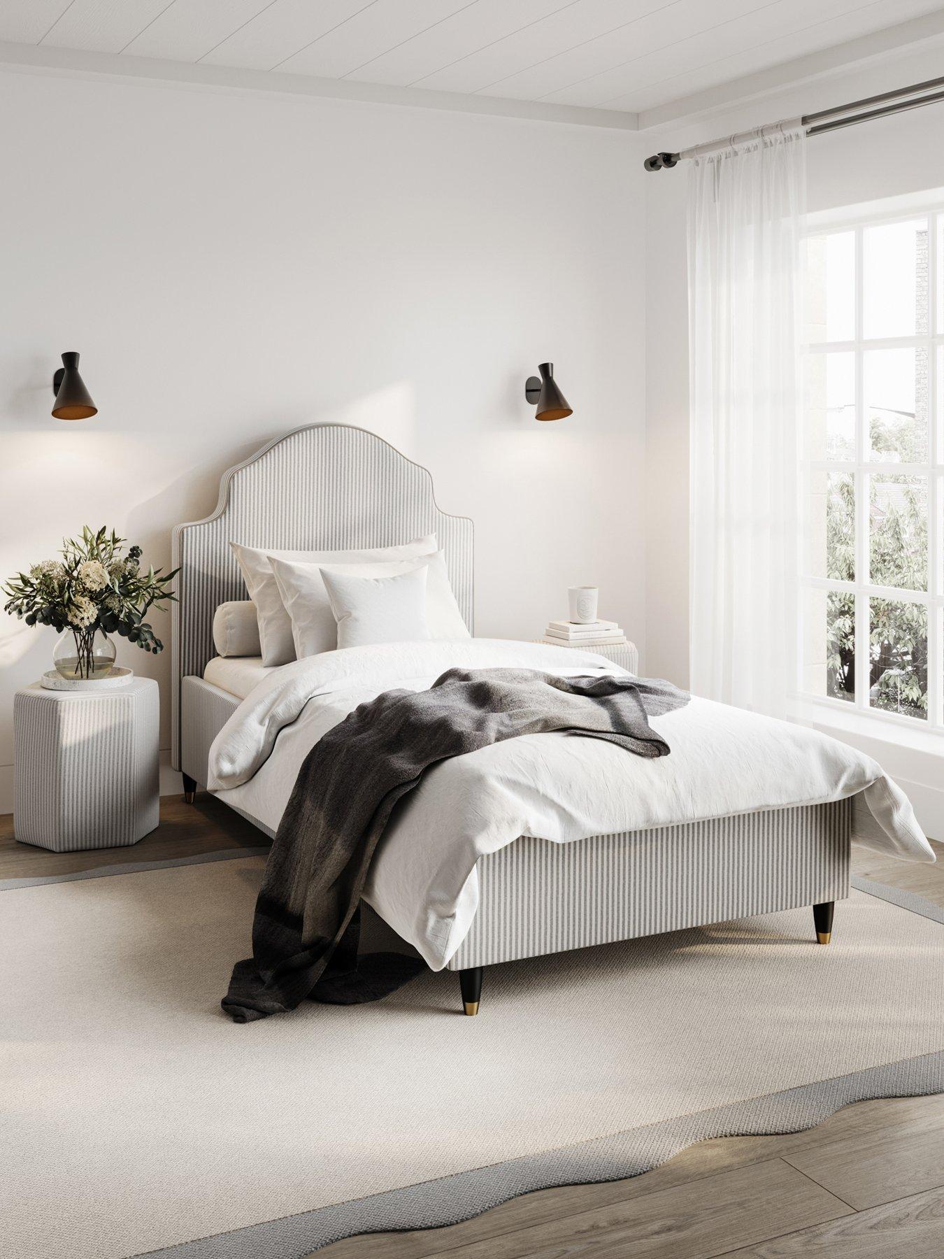 front image of lpd-home-monterey-grey-striped-bedframe-single