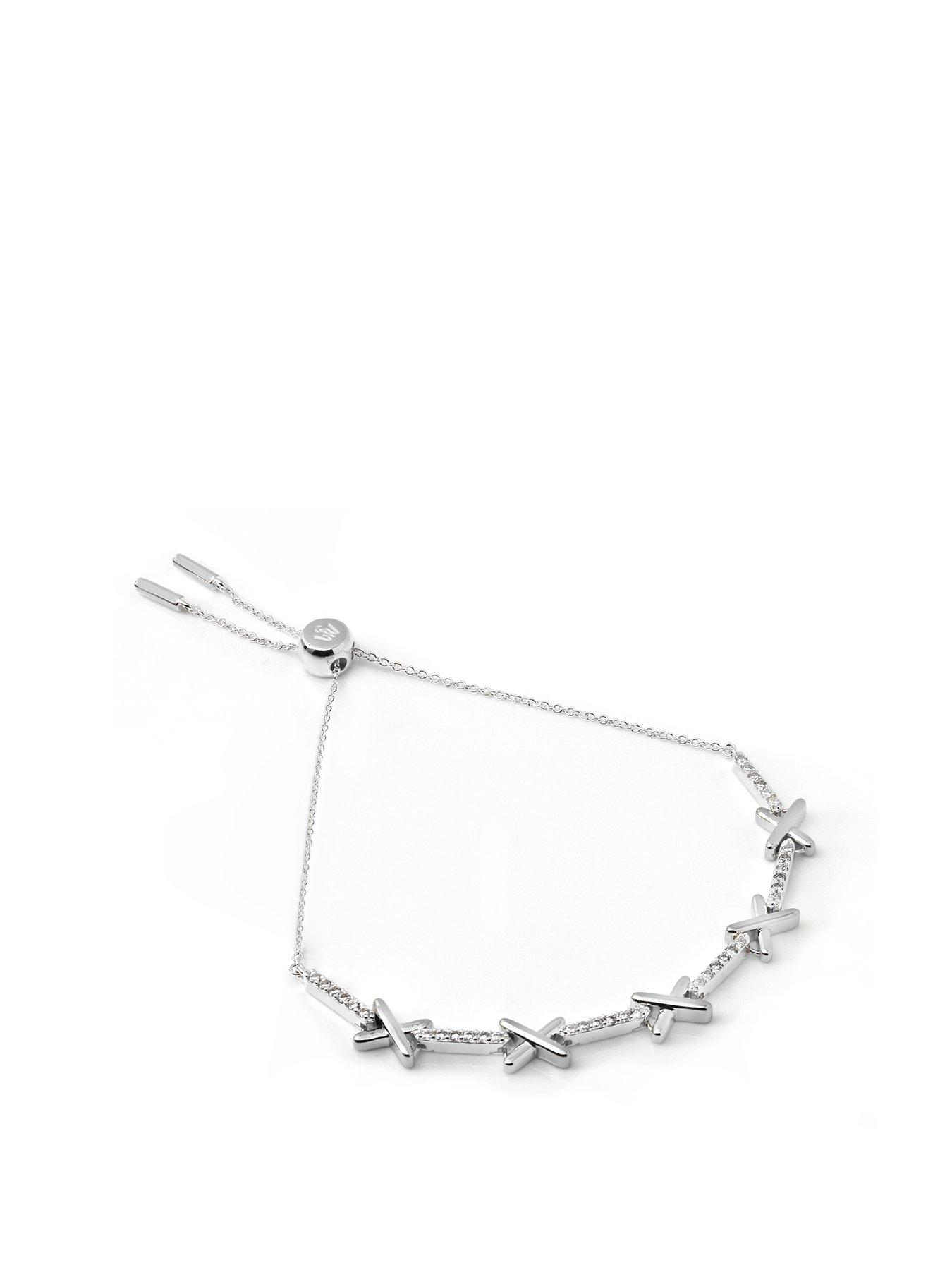 Image 1 of 1 of Say It With Adjustable Kiss Tennis Bracelet -Silver