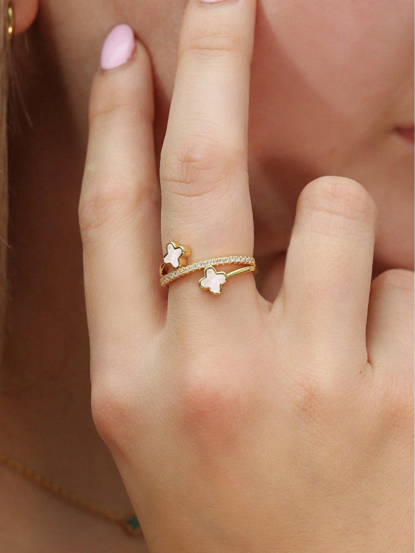 Say It With Luck Ring - Stainless Steel (Gold & Faux Pearl)