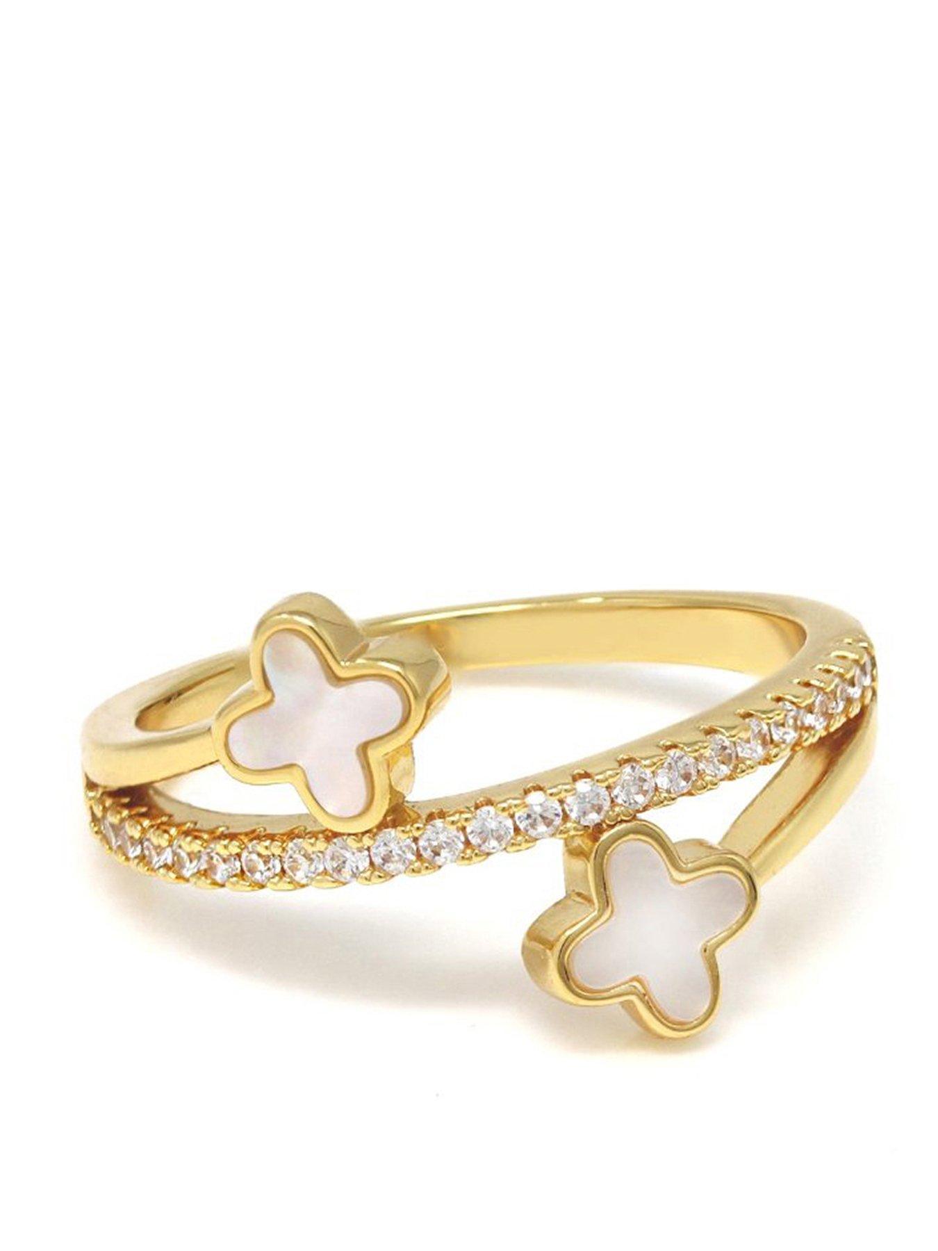Image 2 of 3 of Say It With Luck Ring - Gold & Faux Pearl