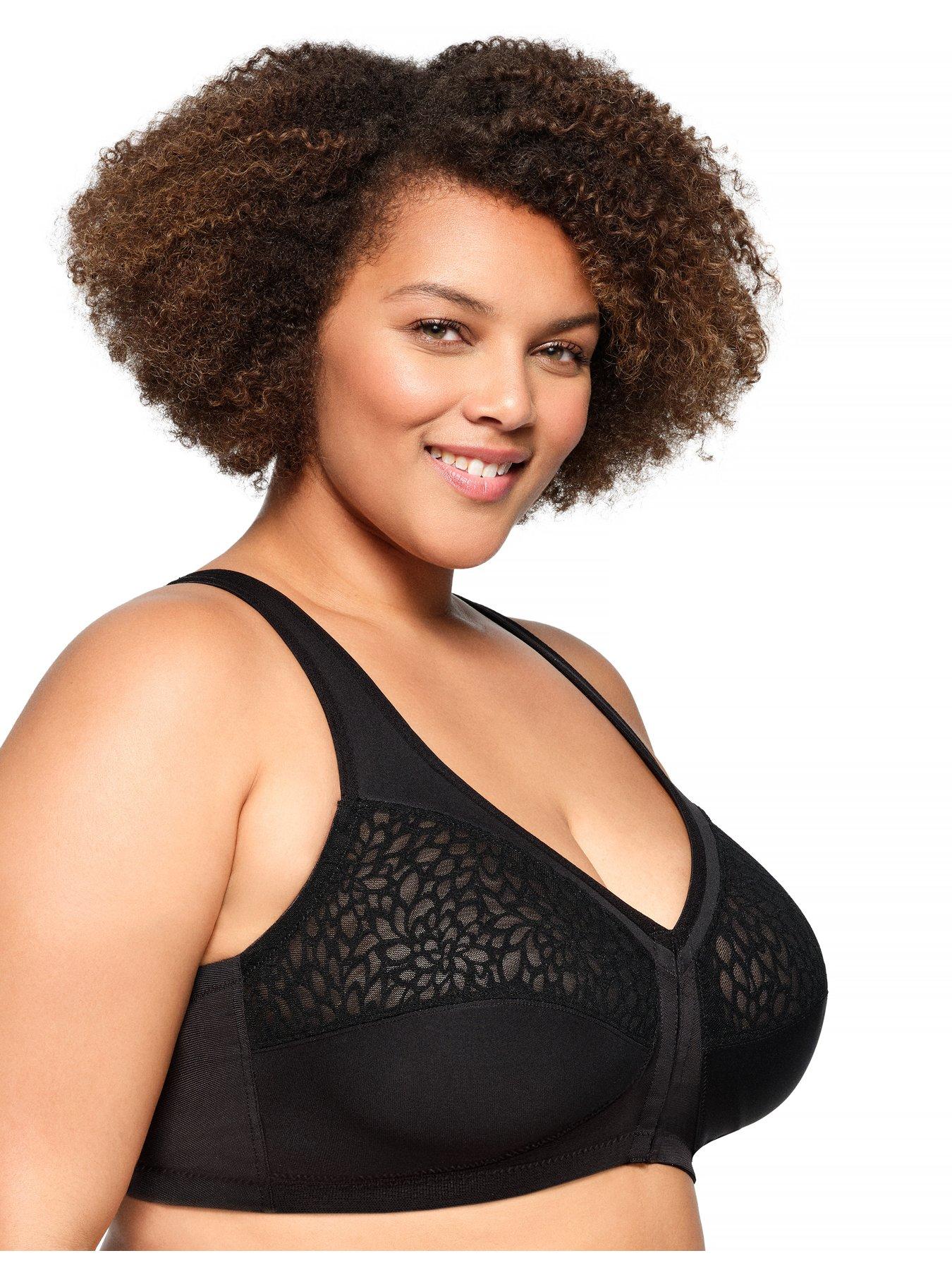  image of glamorise-1206-racerback-magic-lift-bra-black