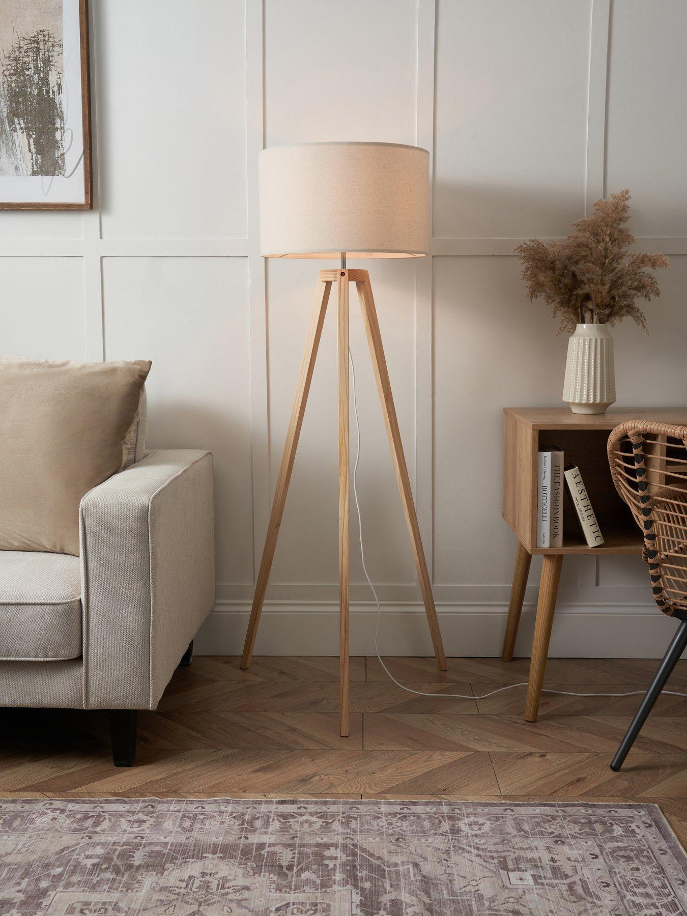 The Very Collection Keeley Wooden Tripod Floor Lamp
