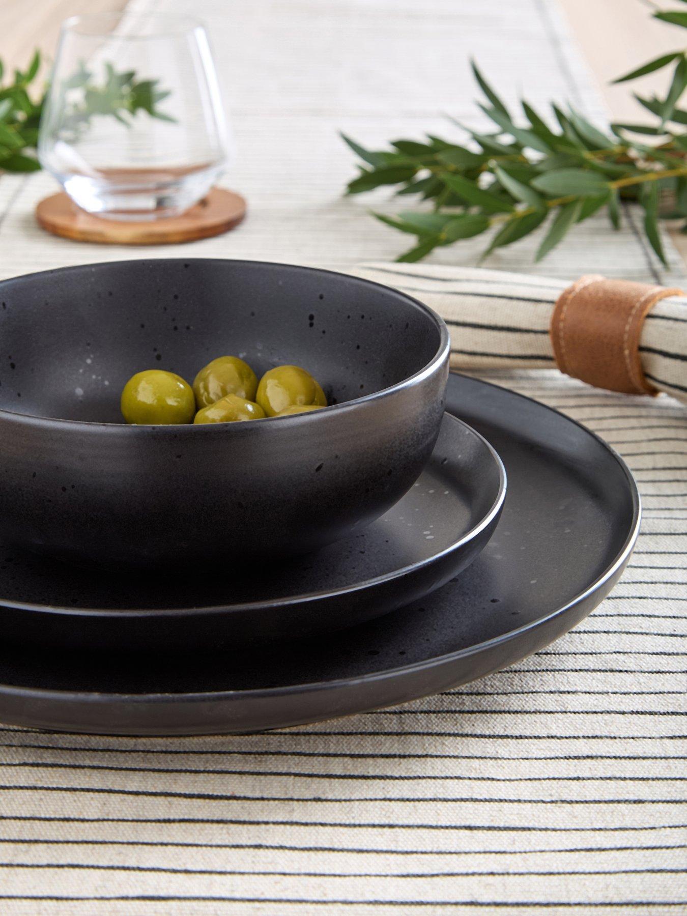 Very Home Black Speckle Reactive 12 Piece Dinner Set