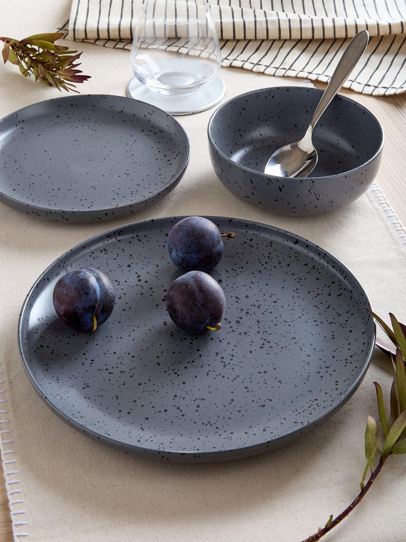 Very Home Grey Speckle Reactive 12 Piece Dinner Set