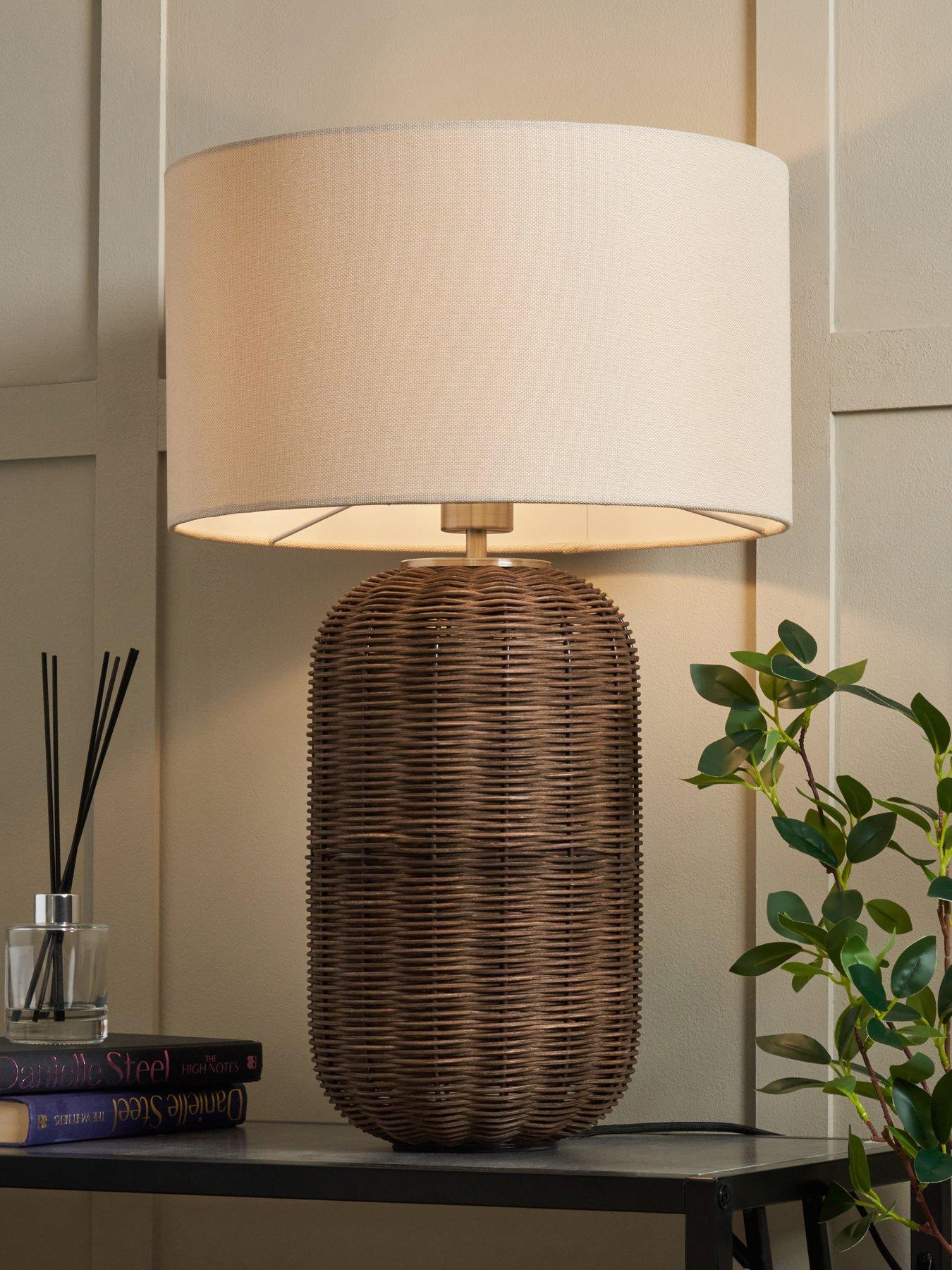 Image 1 of 5 of Very Home Large Walnut Woven Table Lamp - 38cm