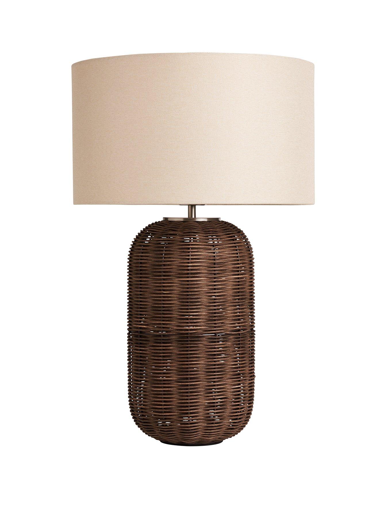 Image 2 of 5 of Very Home Large Walnut Woven Table Lamp - 38cm