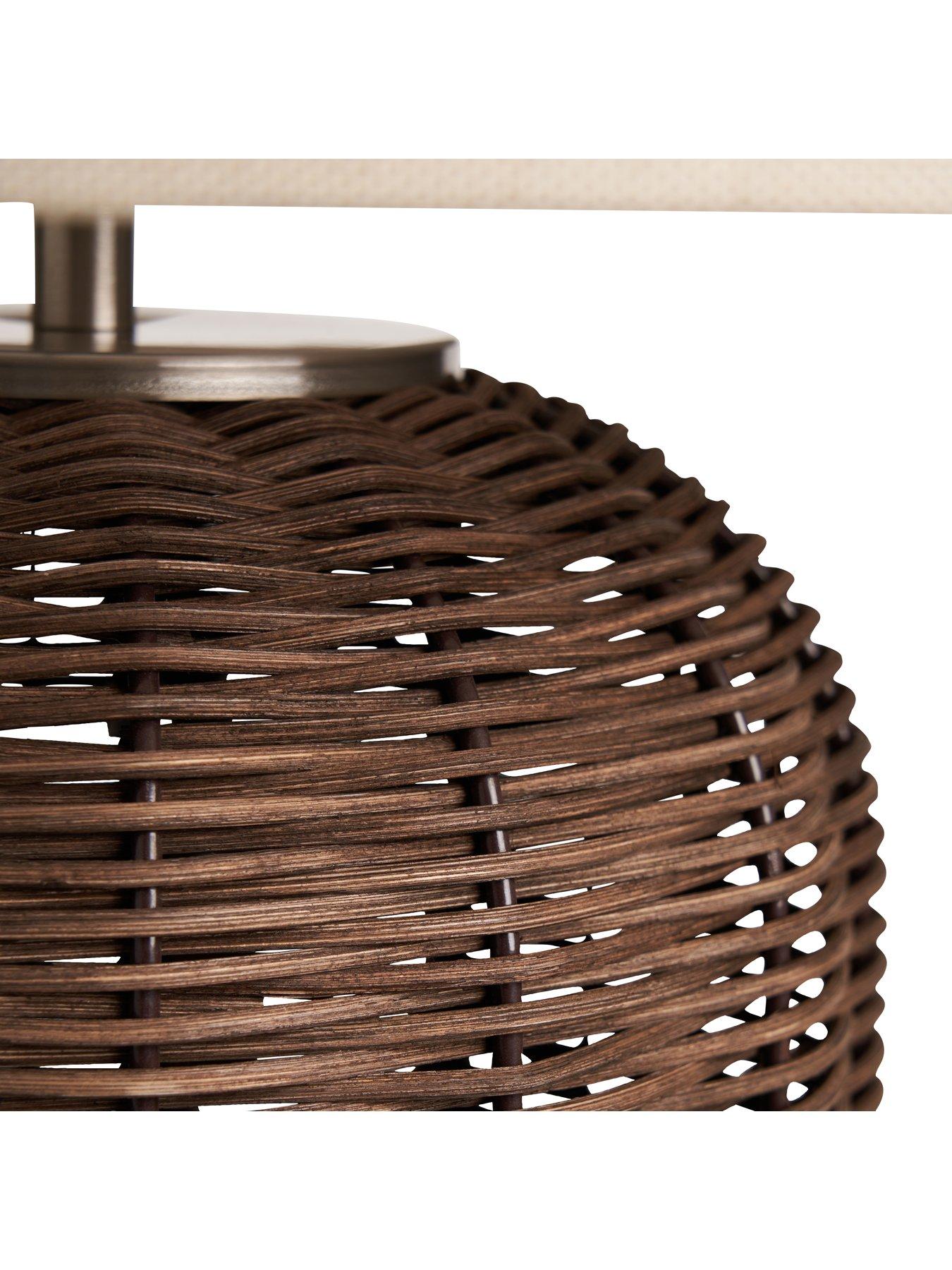 Image 4 of 5 of Very Home Large Walnut Woven Table Lamp - 38cm
