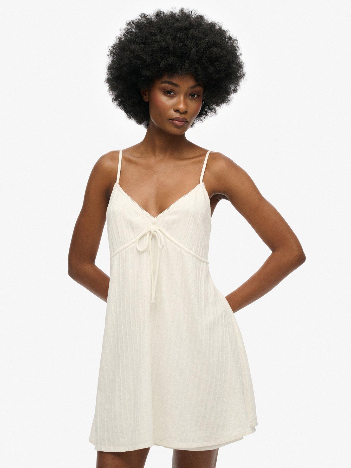 superdry-textured-woven-cami-mini-dress-white