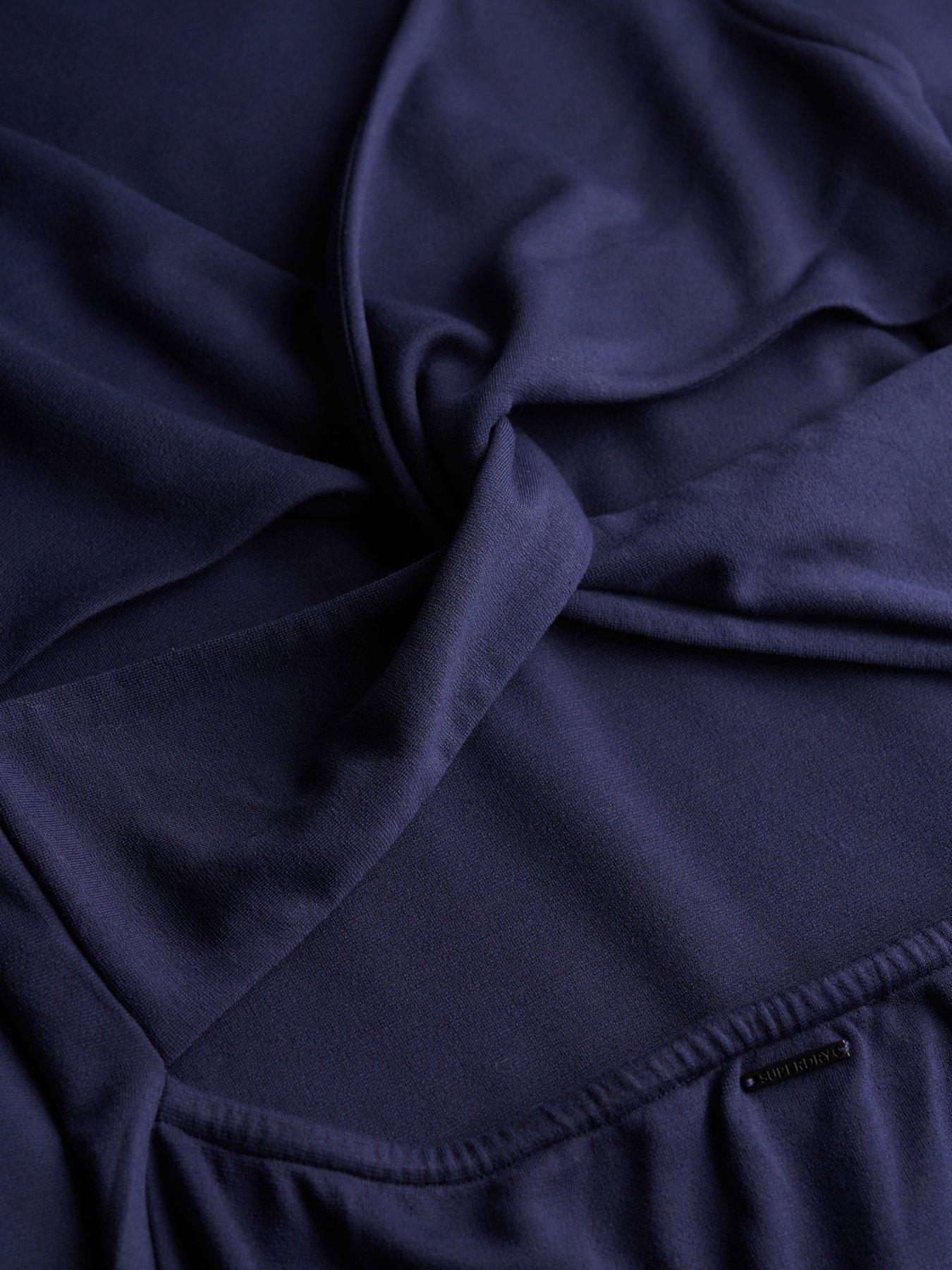  image of superdry-jersey-twist-back-midi-dress-blue