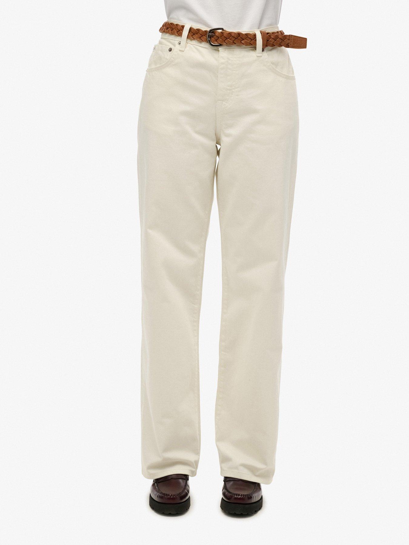  image of superdry-mid-rise-wide-leg-jeans-white