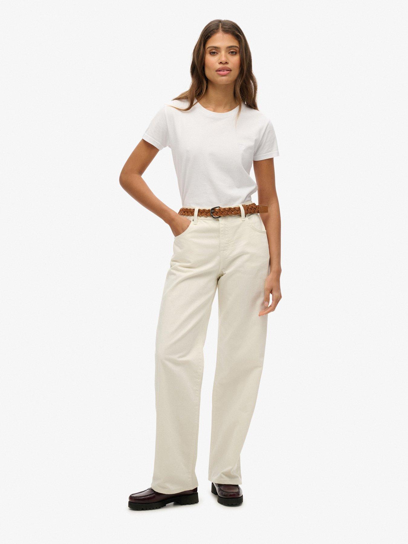  image of superdry-mid-rise-wide-leg-jeans-white