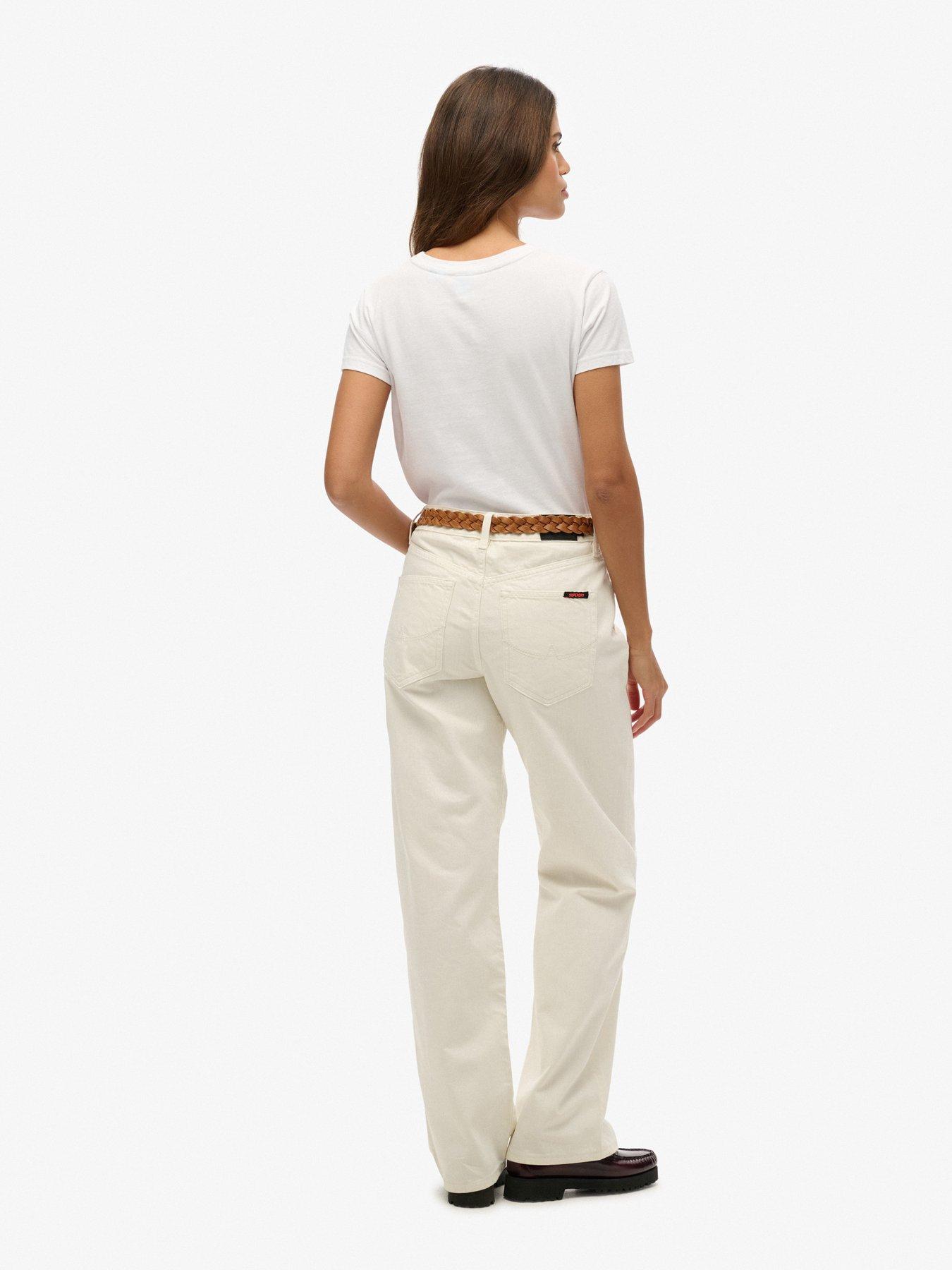  image of superdry-mid-rise-wide-leg-jeans-white