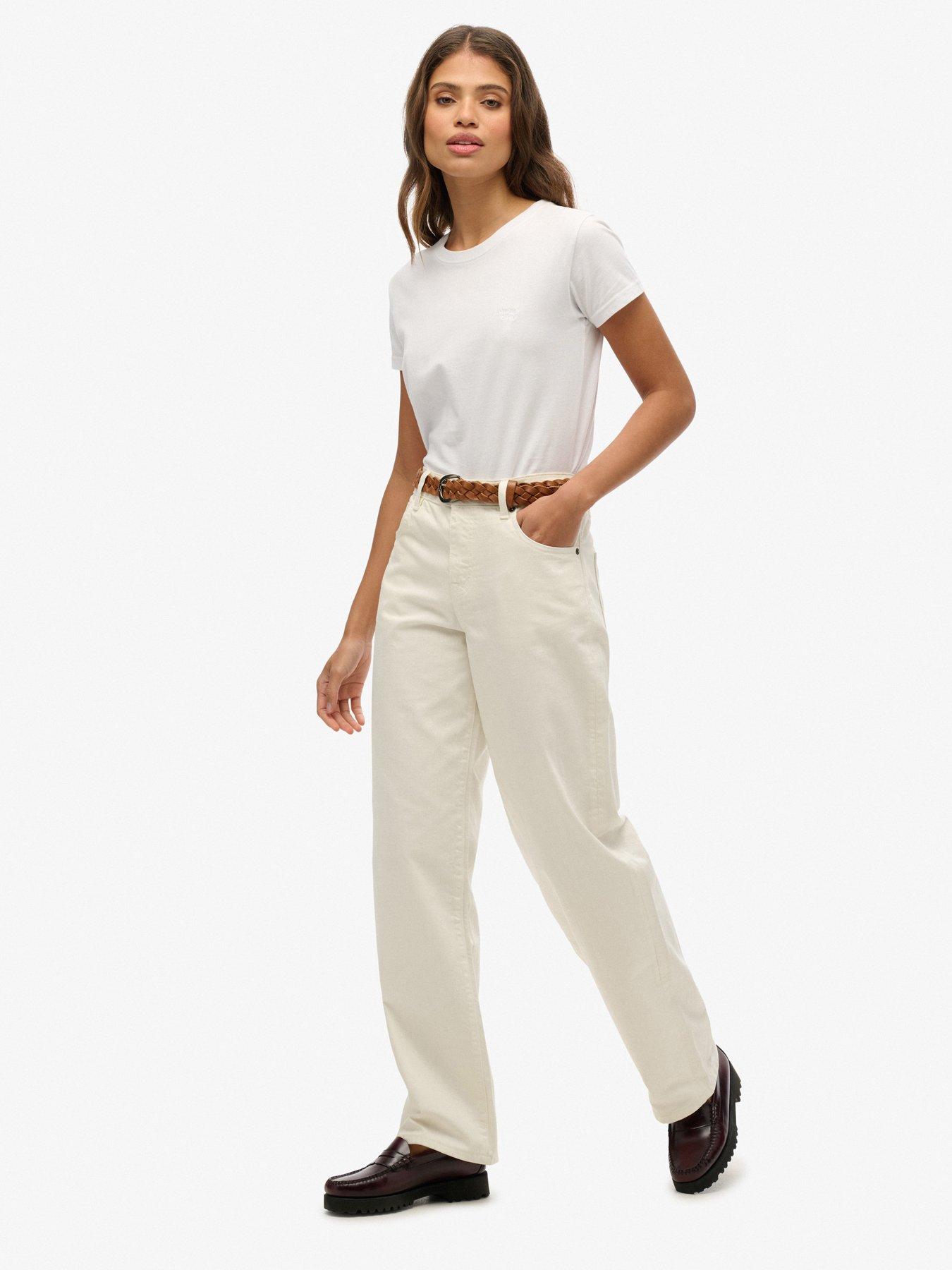  image of superdry-mid-rise-wide-leg-jeans-white