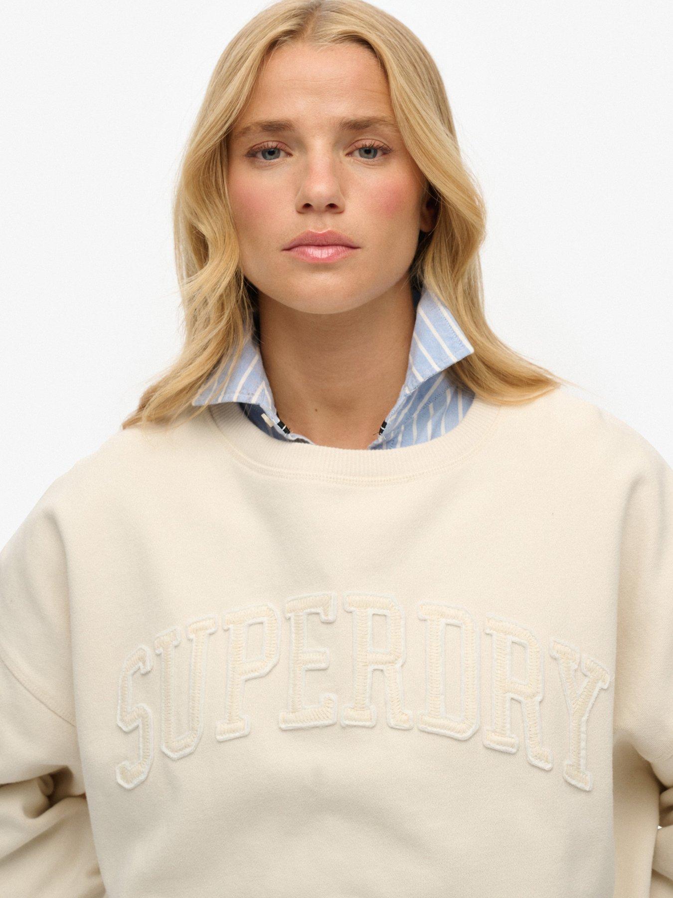  image of superdry-athletic-essentials-tonal-applique-crew-sweatshirt-white