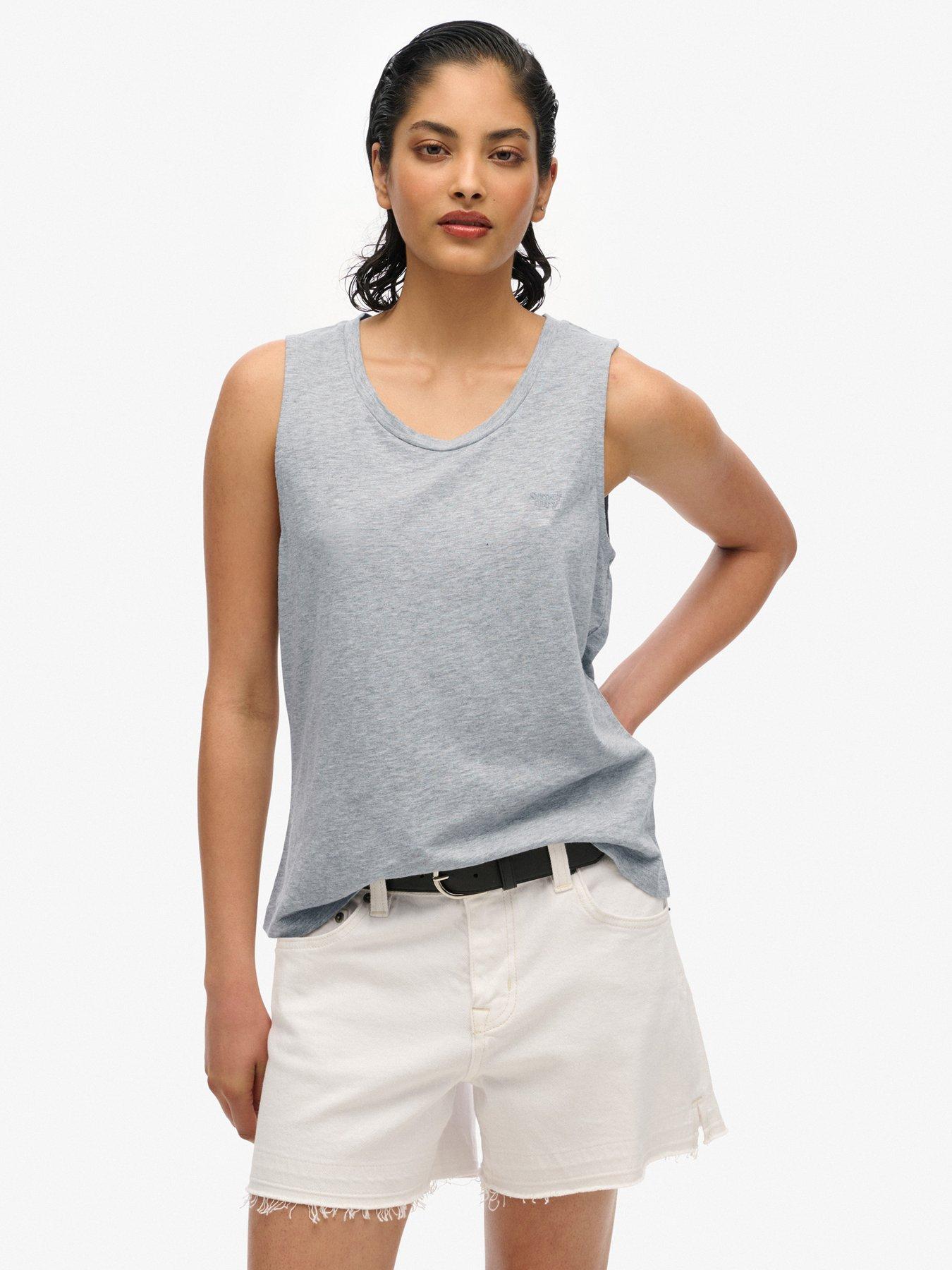 front image of superdry-scoop-neck-tank-top-grey