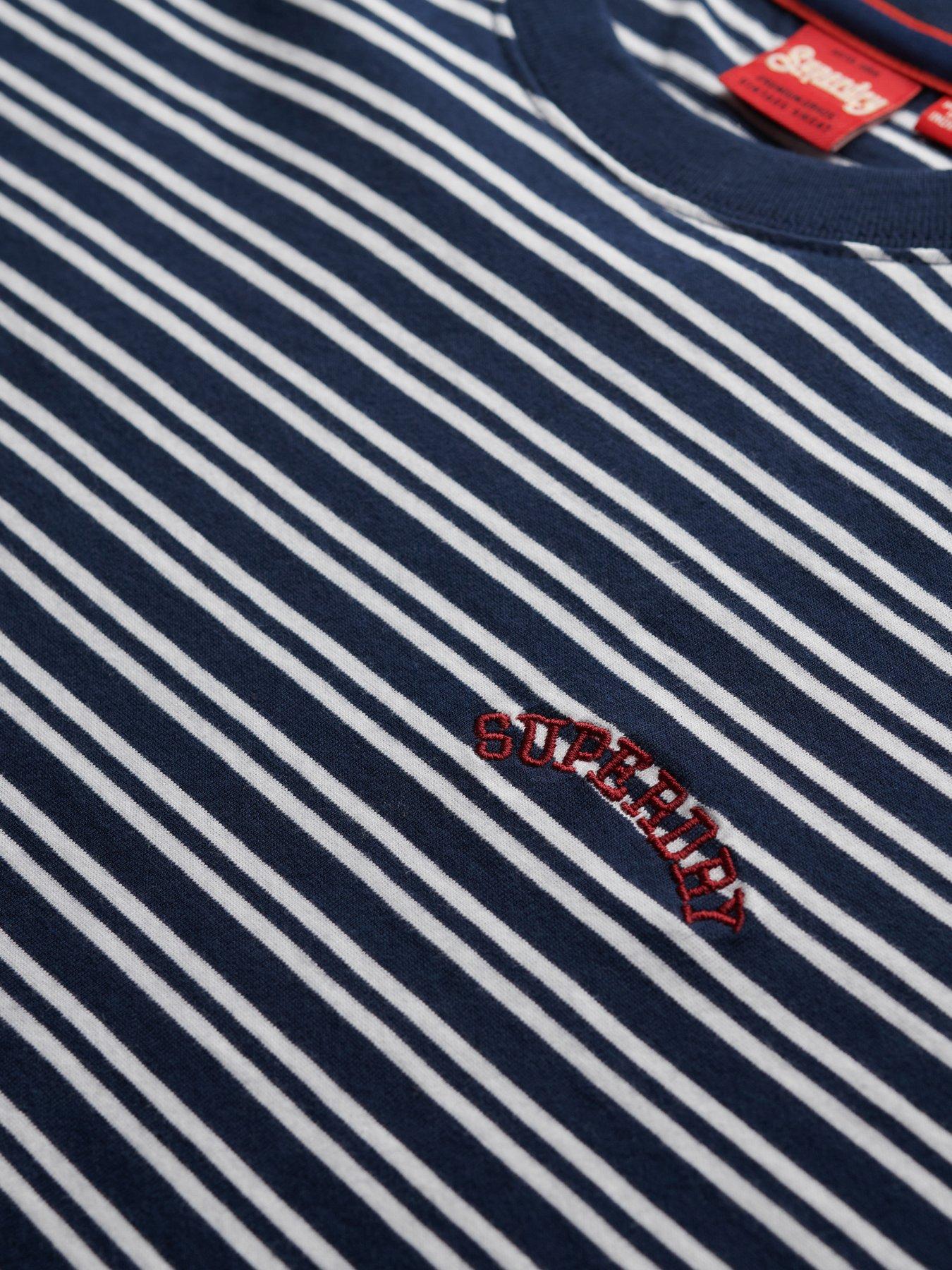  image of superdry-essential-logo-striped-fitted-t-shirt-blue