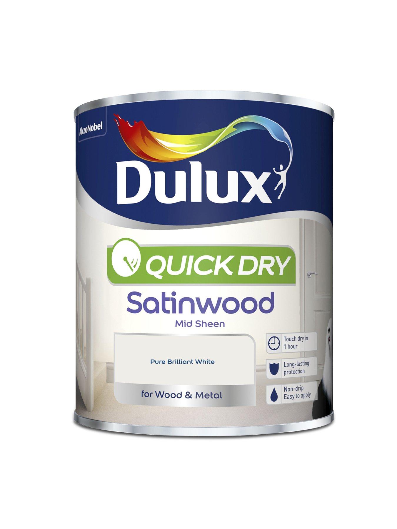 Image 2 of 6 of Dulux Quick Dry Satinwood Pure Brilliant White 750ml