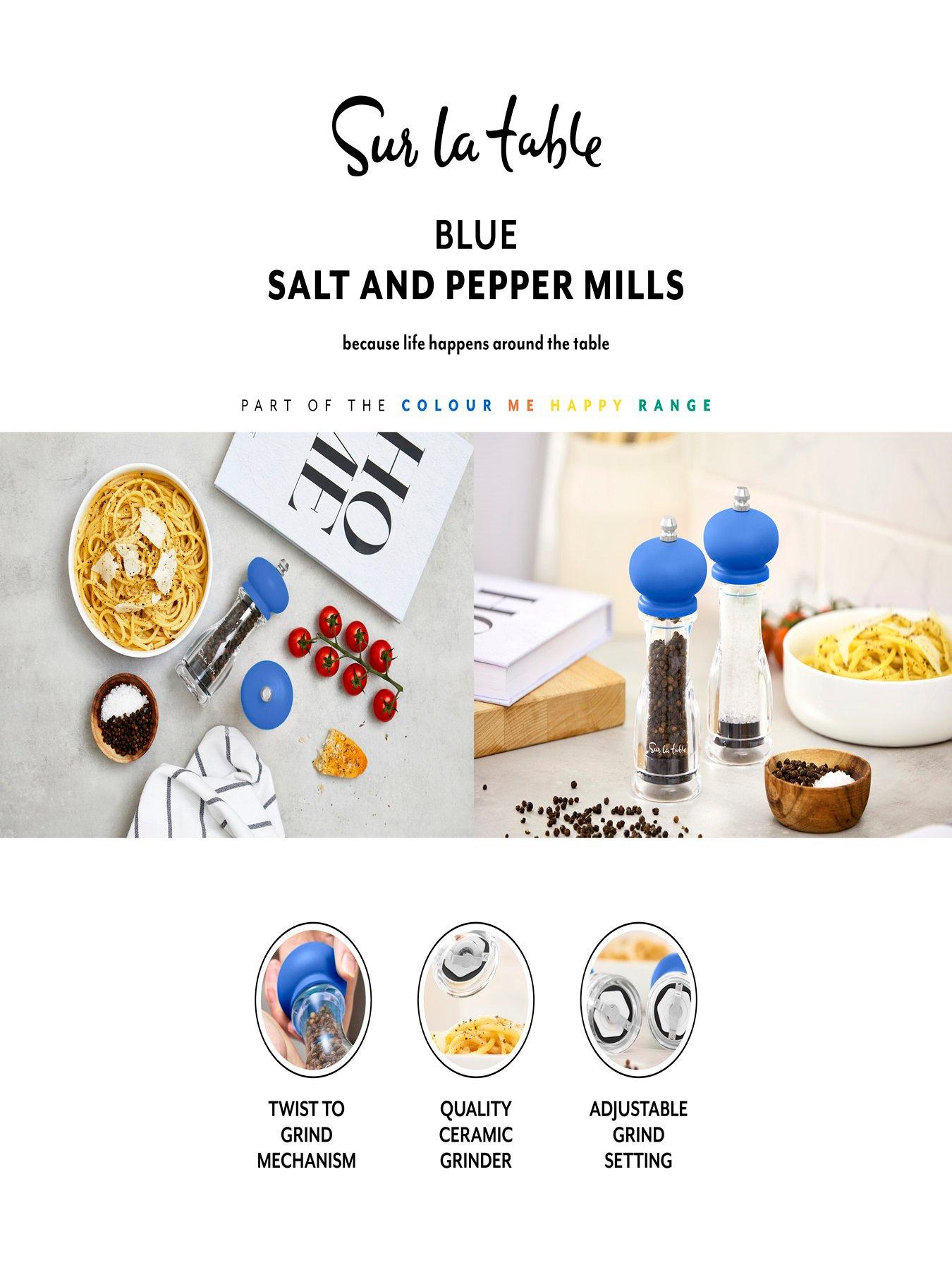  image of sur-la-table-2pc-classic-salt-and-pepper-mill-set--blue