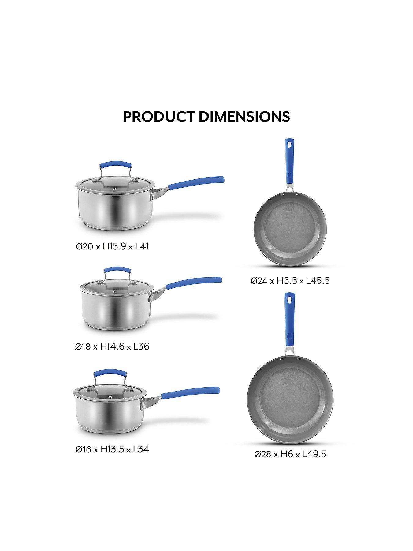 Image 6 of 7 of Sur La Table 5 Piece Stainless Steel Cookware Set &ndash; Blue Silicone Handles