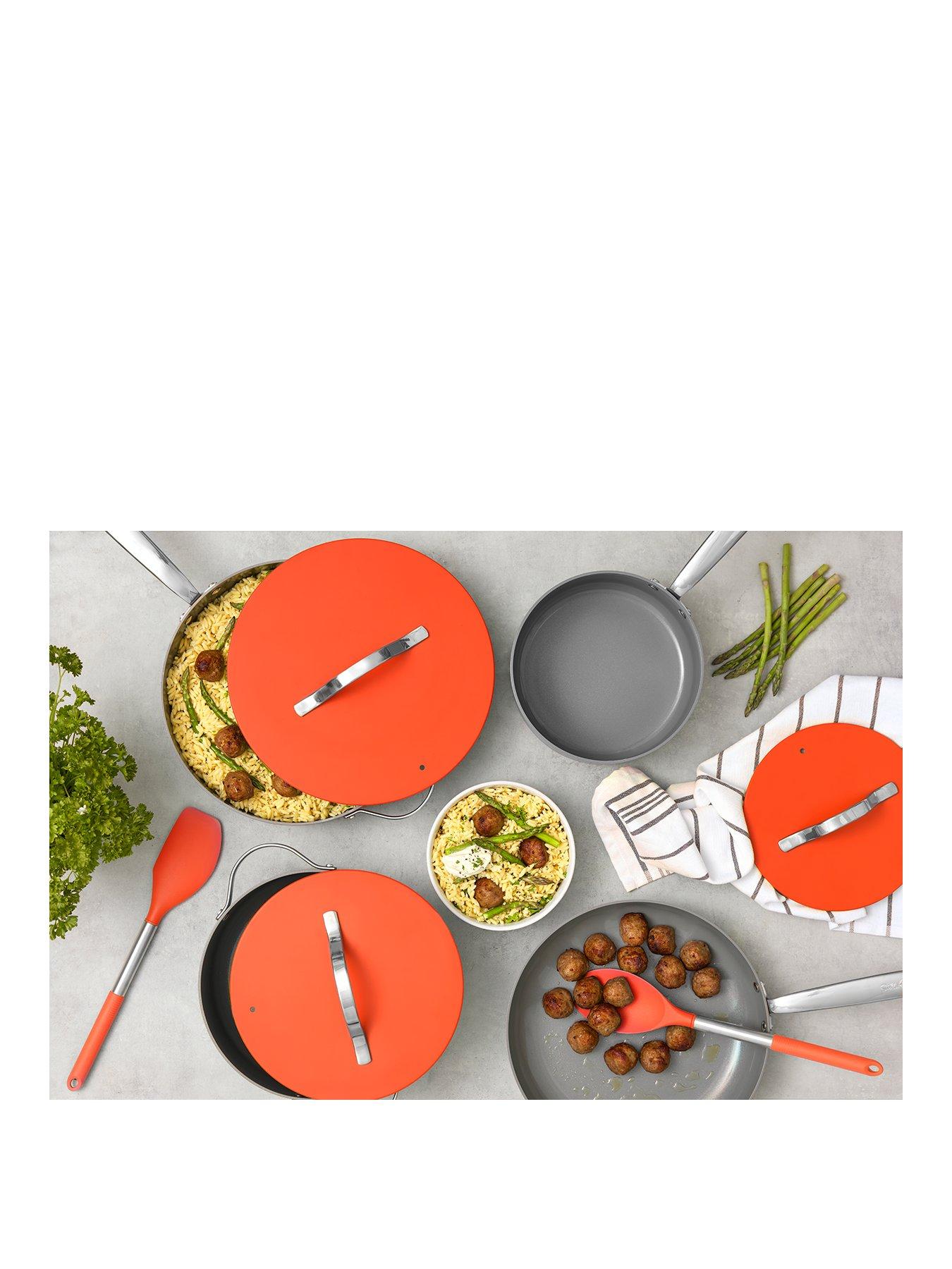Sur La Table Orange 4 Piece Aluminium Cookware Set with Ceramic Non-Stick Coating