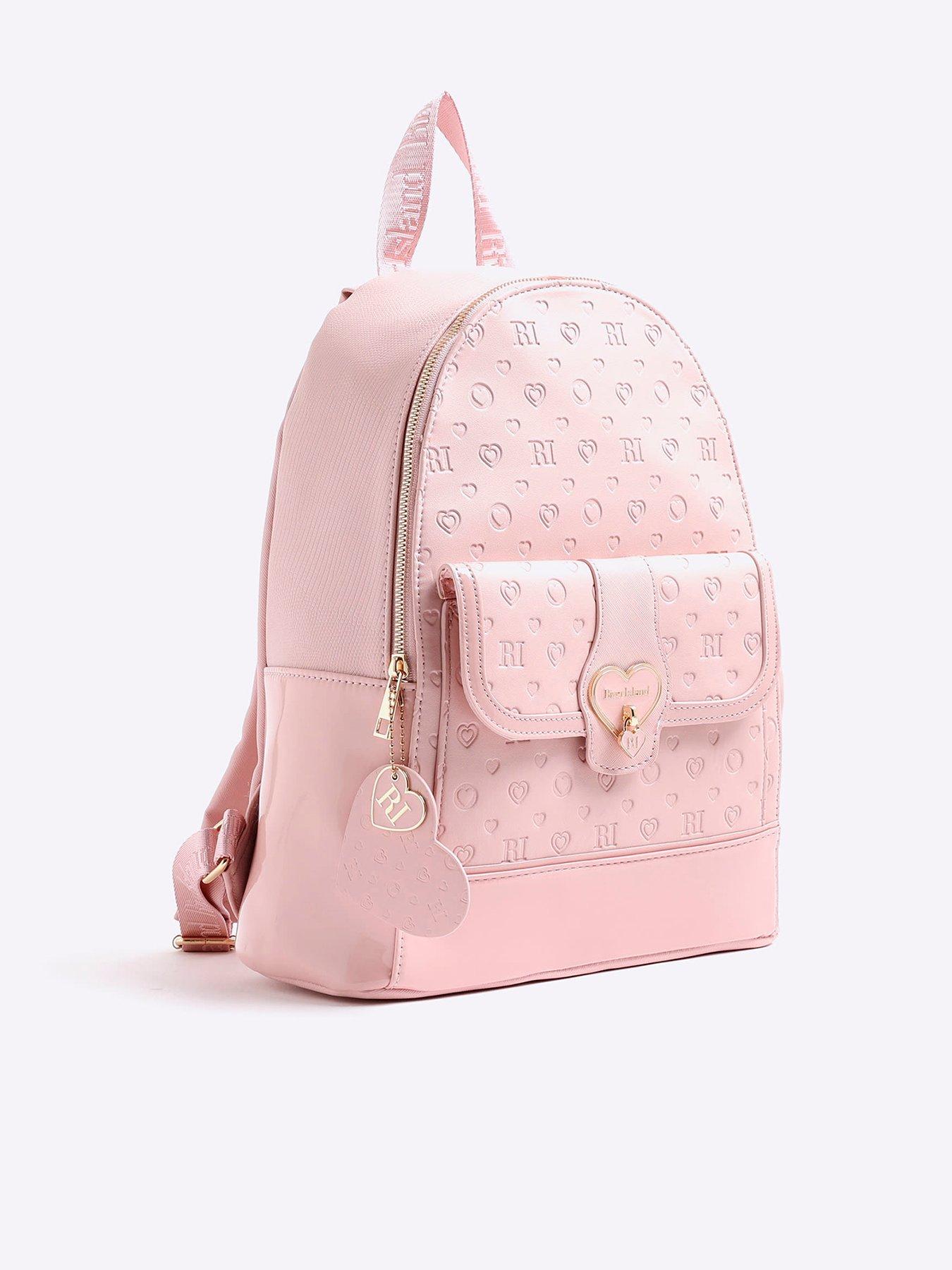 Image 3 of 5 of River Island Older Girls Heart Lock Pocket Backpack - Pink