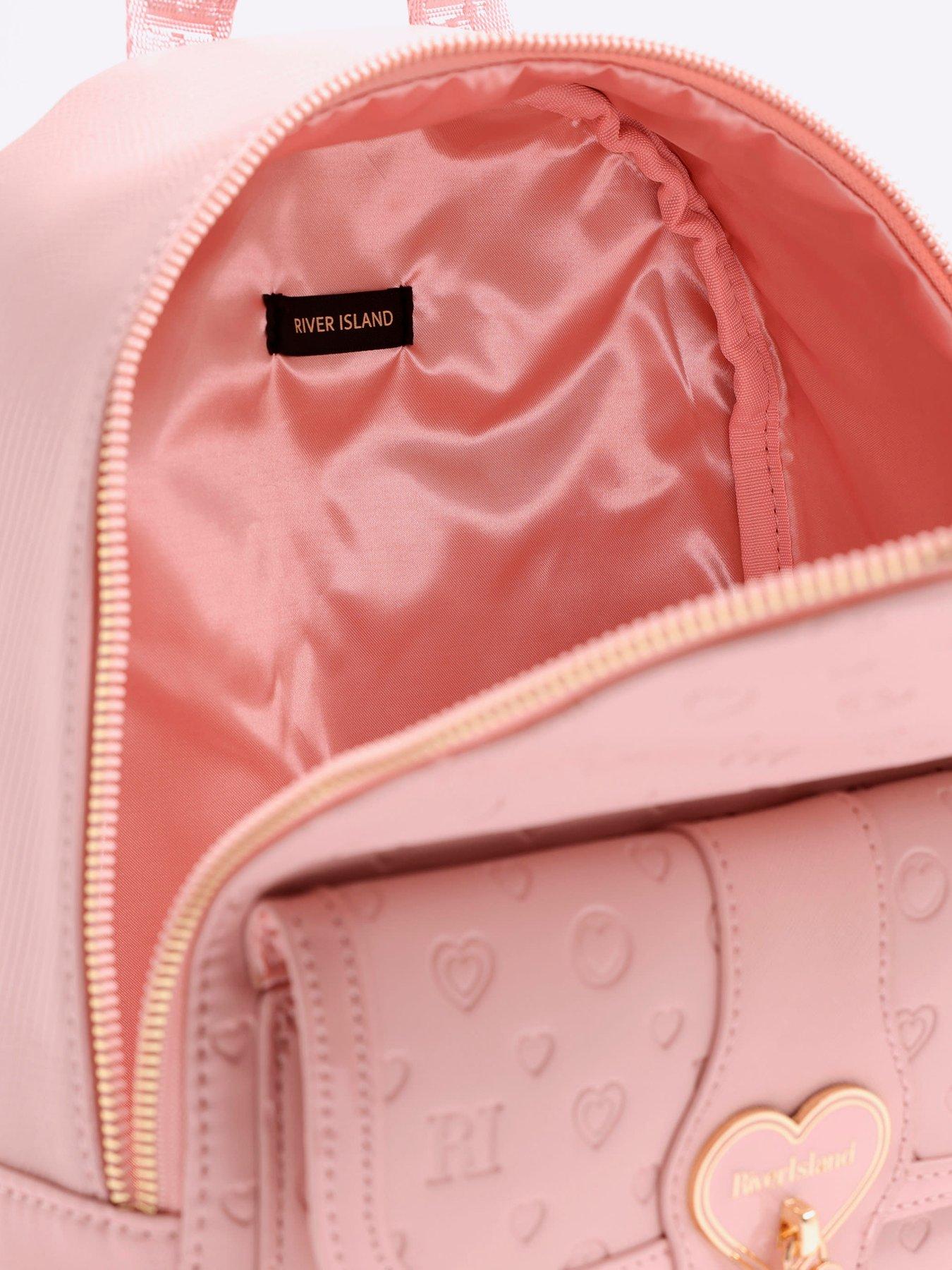 Image 4 of 5 of River Island Older Girls Heart Lock Pocket Backpack - Pink