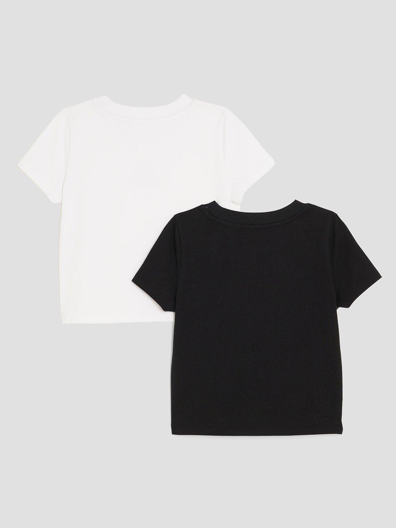 Image 2 of 4 of River Island Older Girls 2 Pack Lips Baby T-Shirts - Black