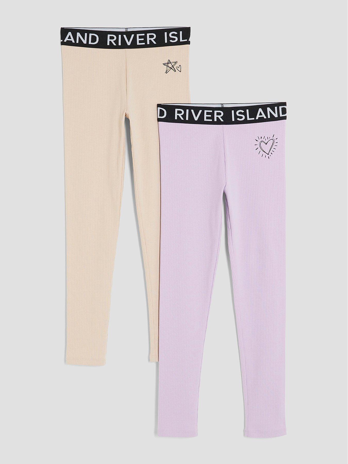 river-island-older-girls-2-pack-ribbed-waistband-leggings-beigepurple