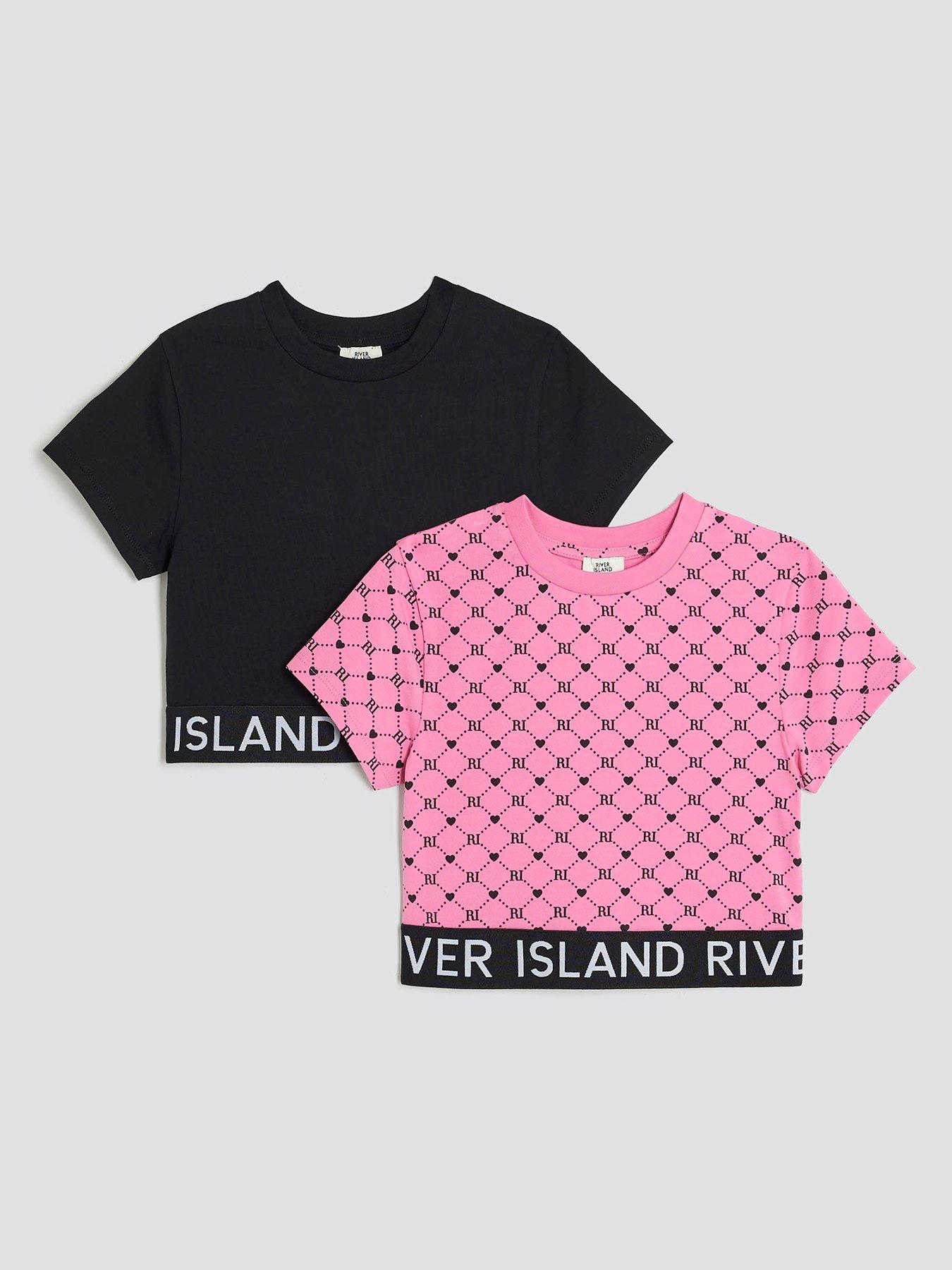 undefined Older Girls 2 Pack Short Sleeve Crop Tops - Pink