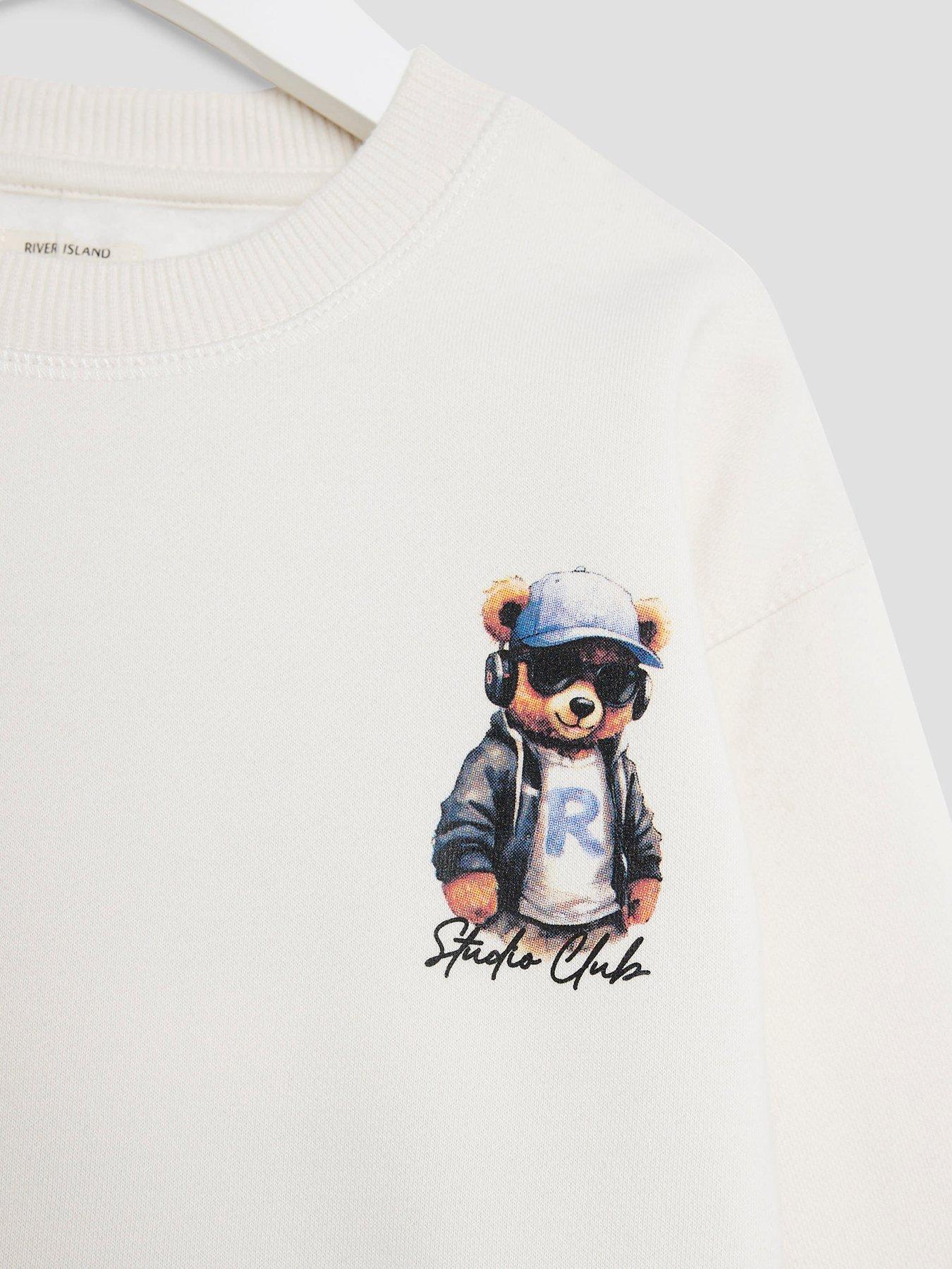 Image 4 of 5 of River Island Mini Boys Graffiti Bear Sweatshirt Set - Cream