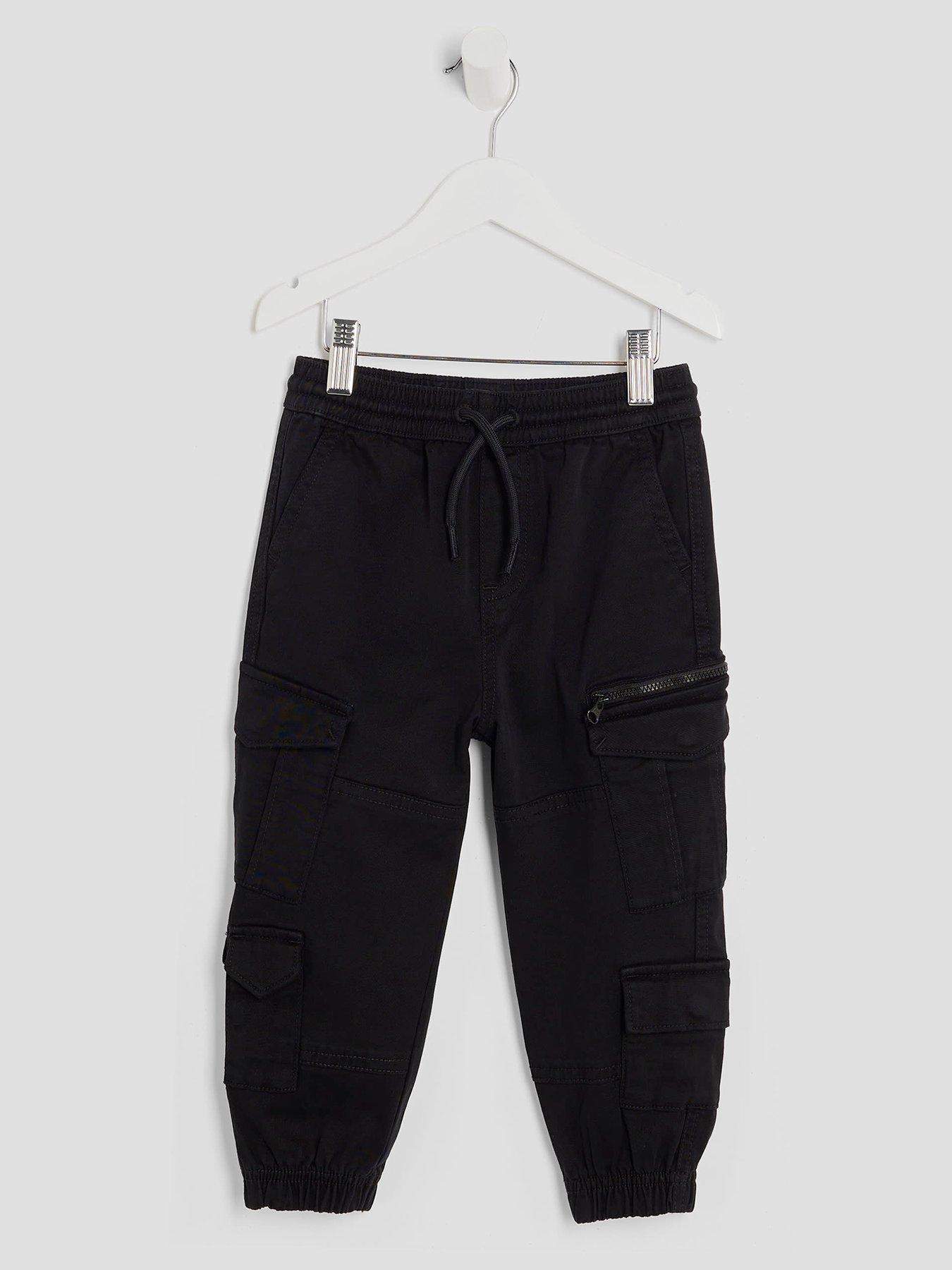 Image 1 of 4 of River Island Mini Mini Boys Herrin Cargo Pants - Black