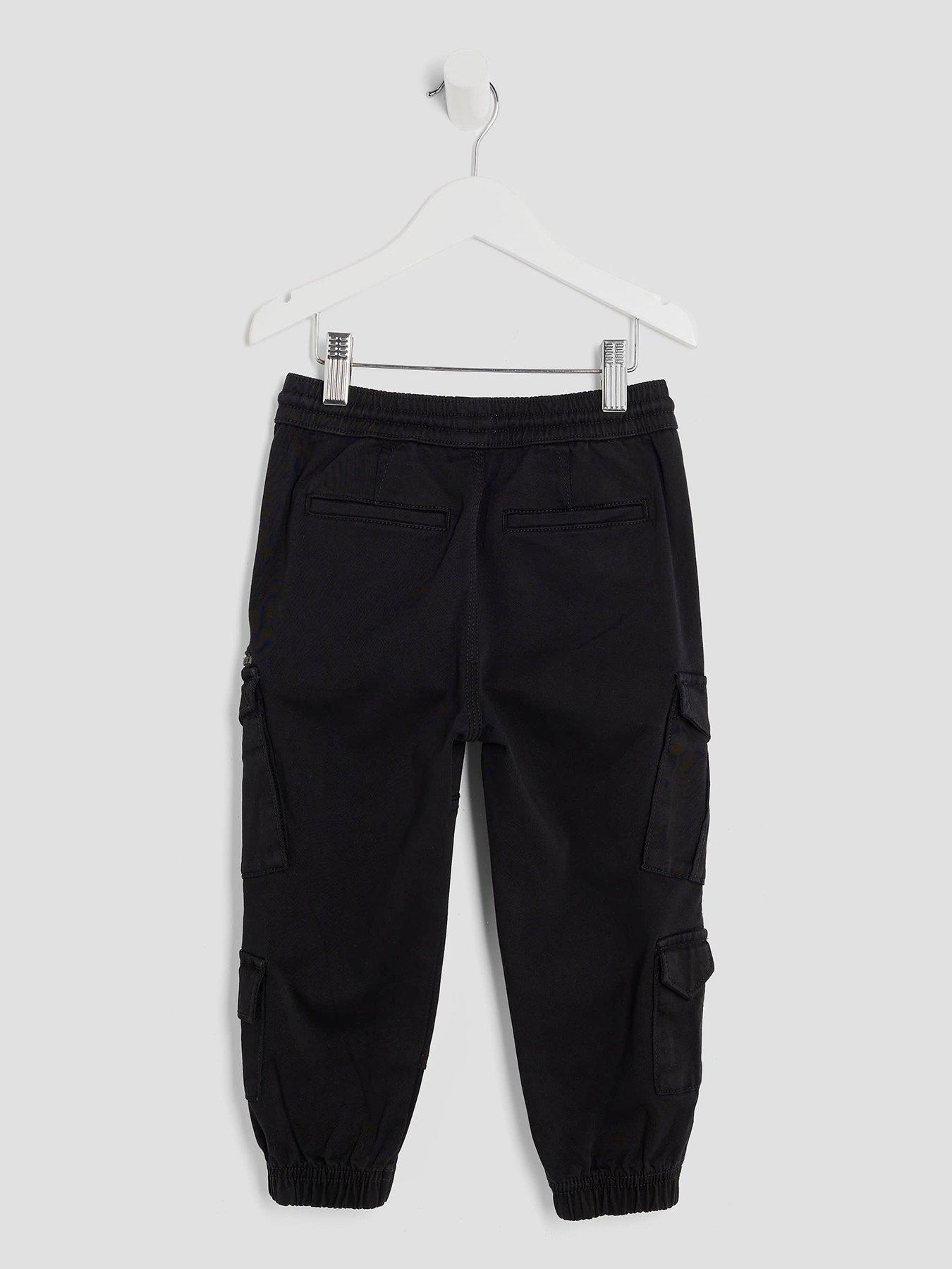 Image 2 of 4 of River Island Mini Mini Boys Herrin Cargo Pants - Black
