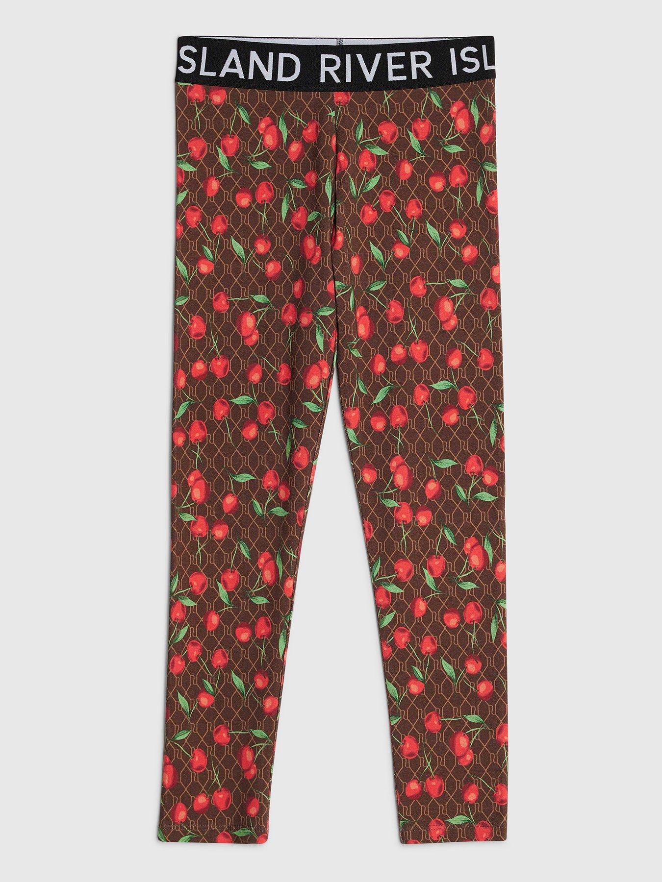 undefined Older Girls Monogram Cherry Leggings - Brown
