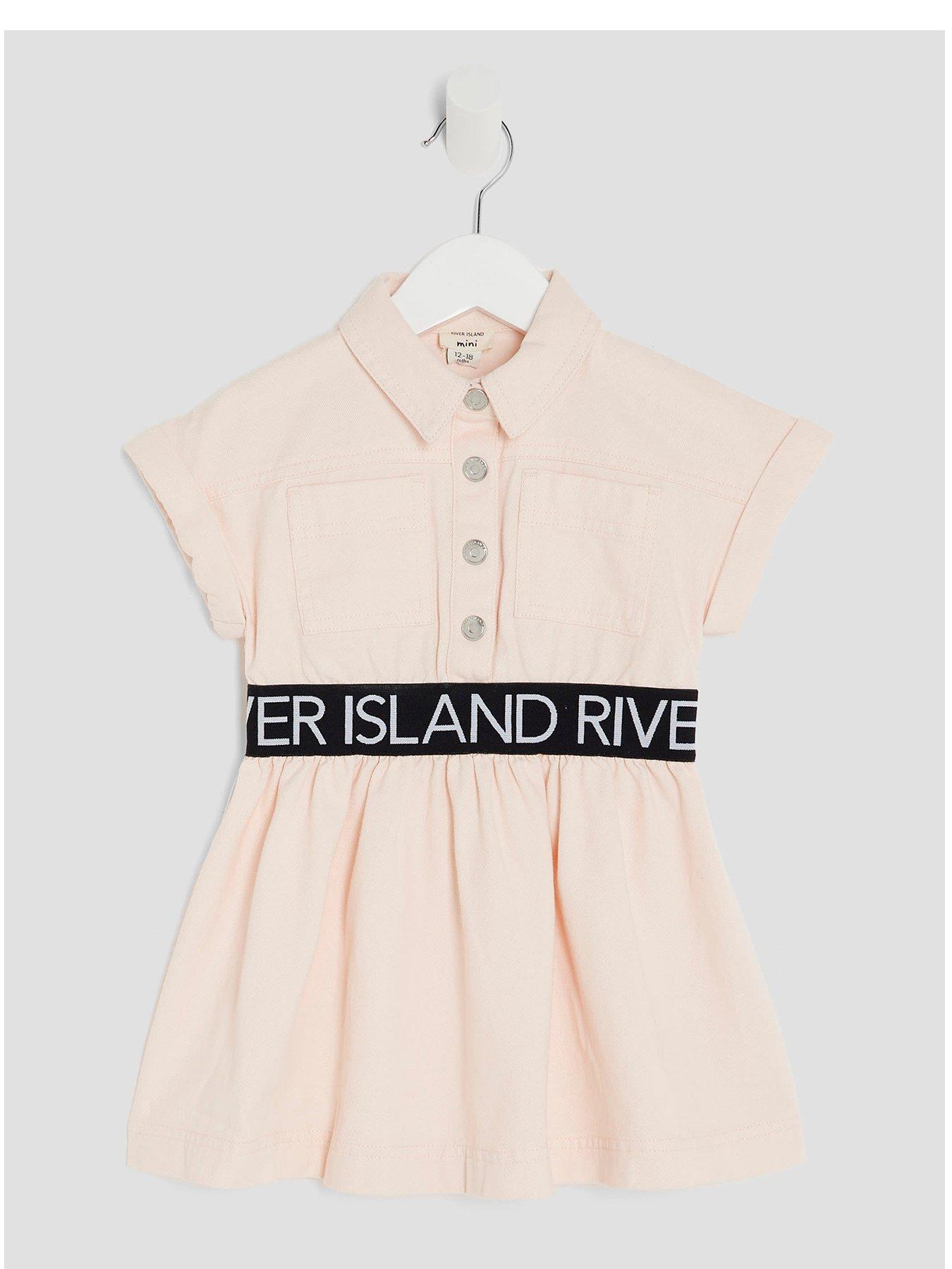 undefined Girls Waistband Twill Dress - Pink
