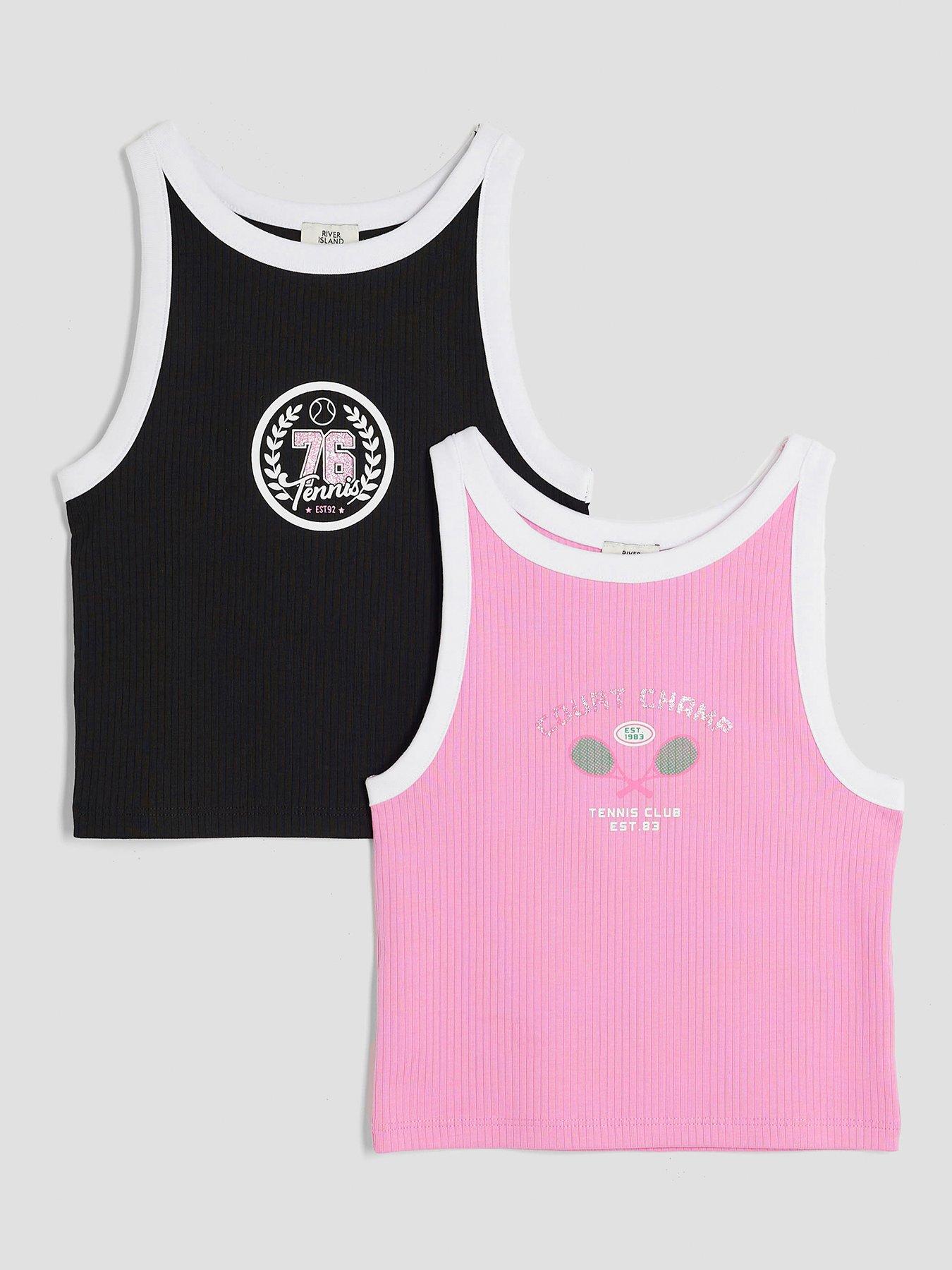 undefined Older Girls 2 Pack Bright Tank Tops  - Pink