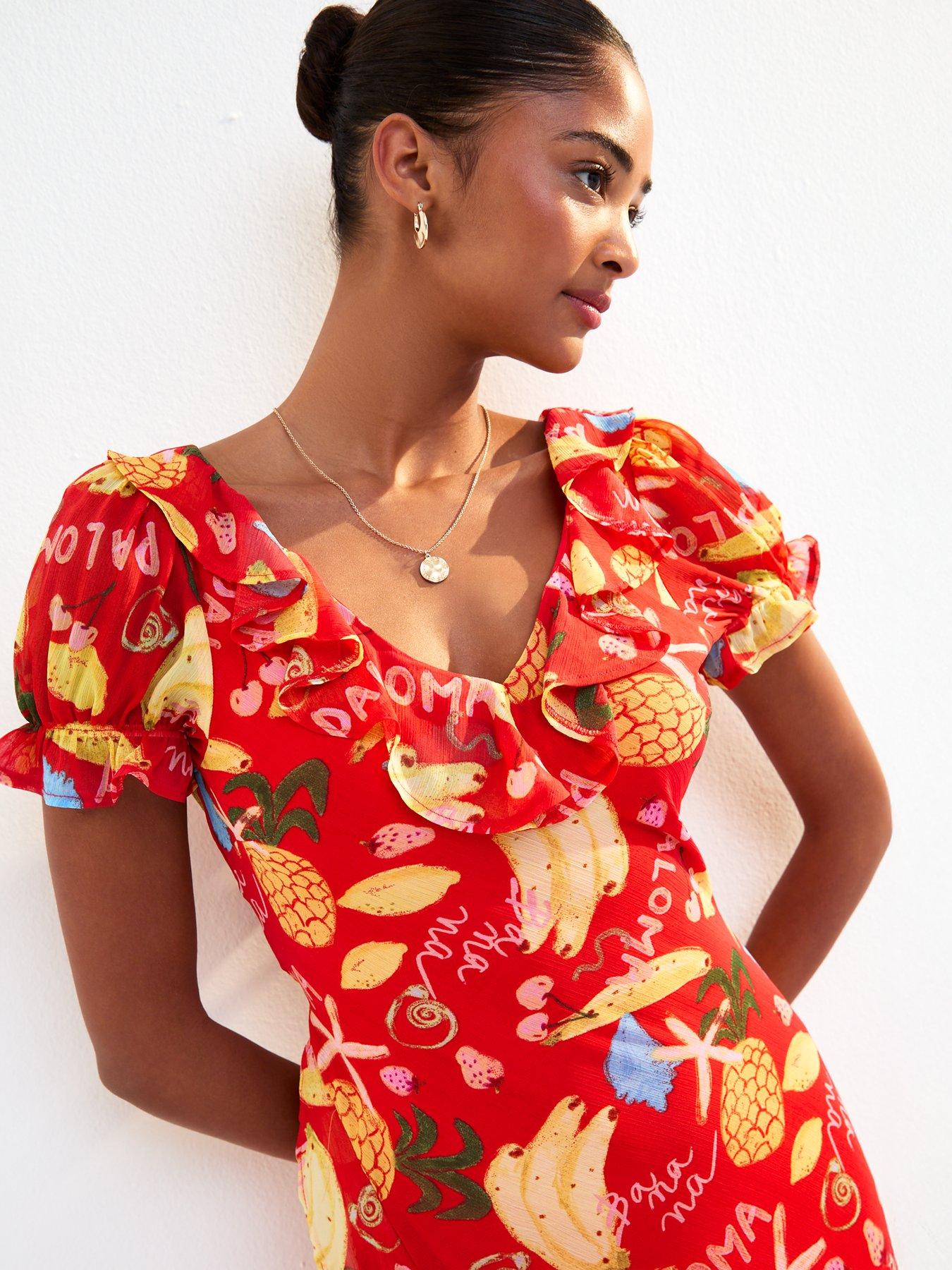 strapless open back dress Lucia Red Crepe Midi Dress  Finery London