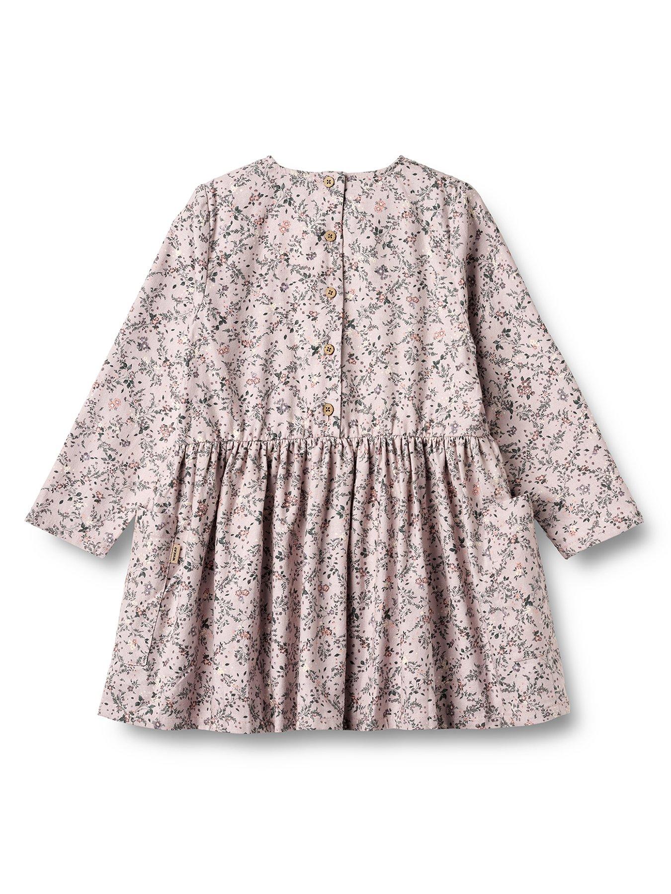 back image of wheat-girls-aima-long-sleeve-dress-purple