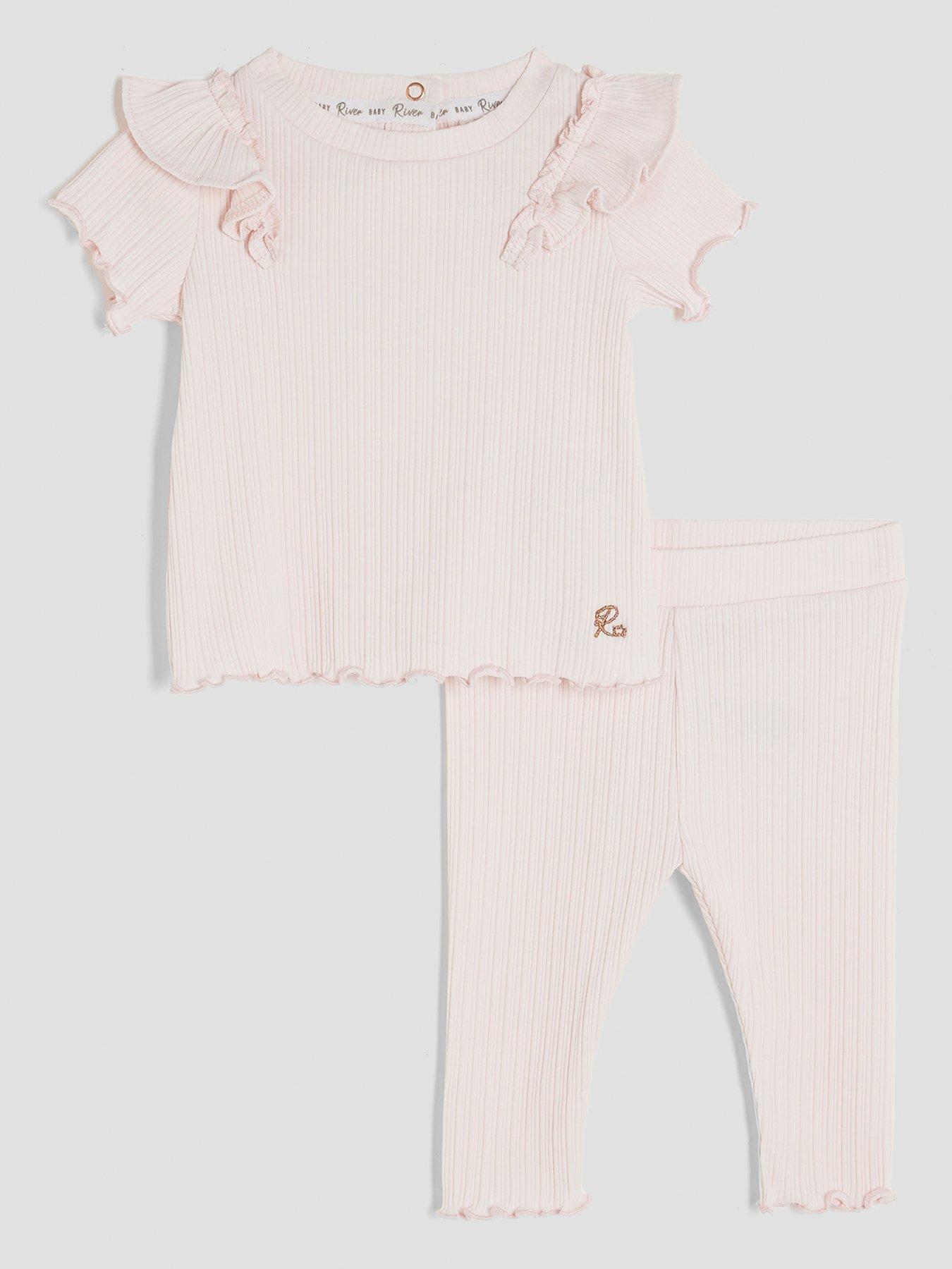 undefined Girls Ribbed Legging Set - Pink