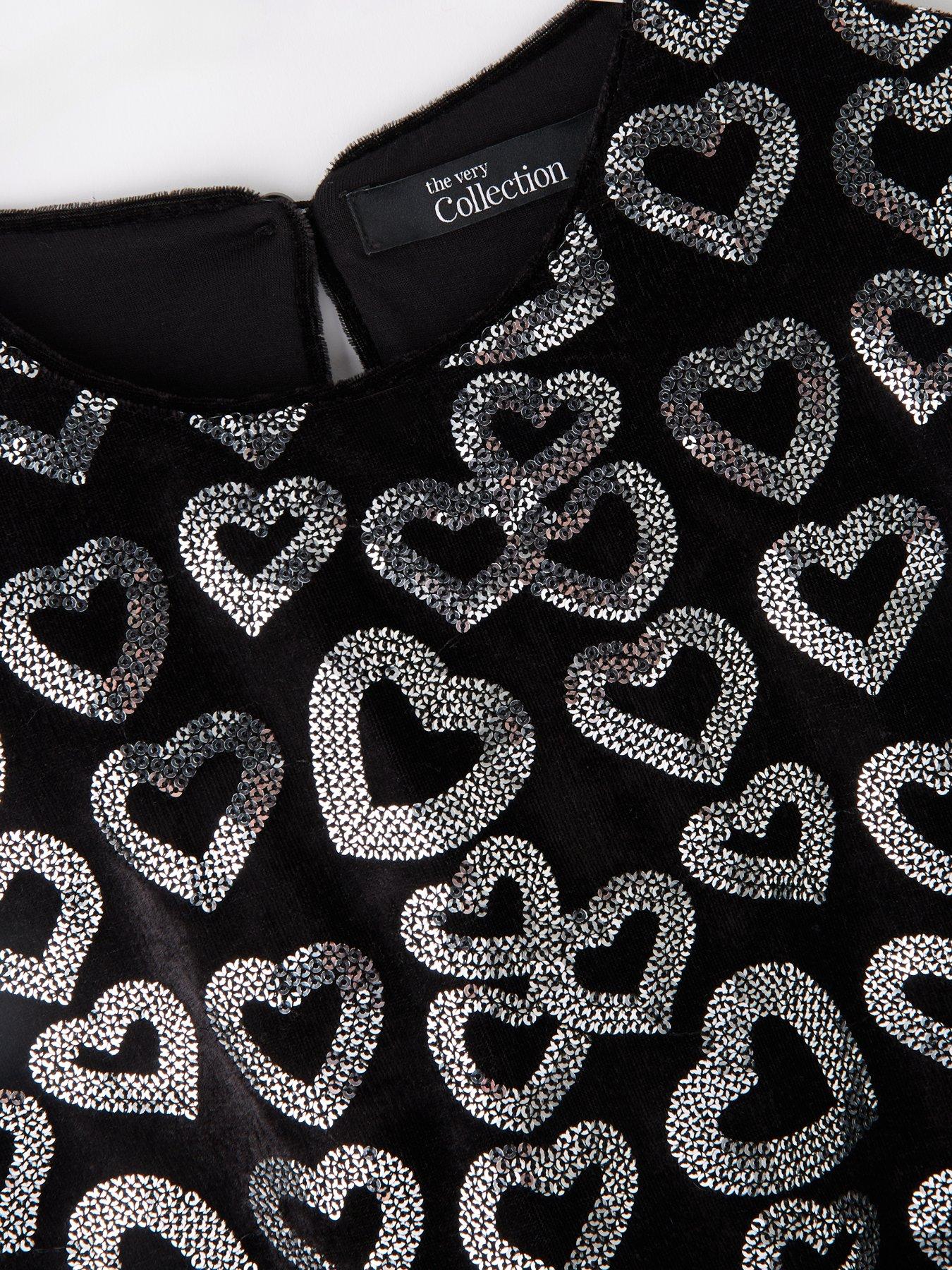  image of the-very-collection-girls-sequin-shorts-and-short-sleeve-t-shirt-black